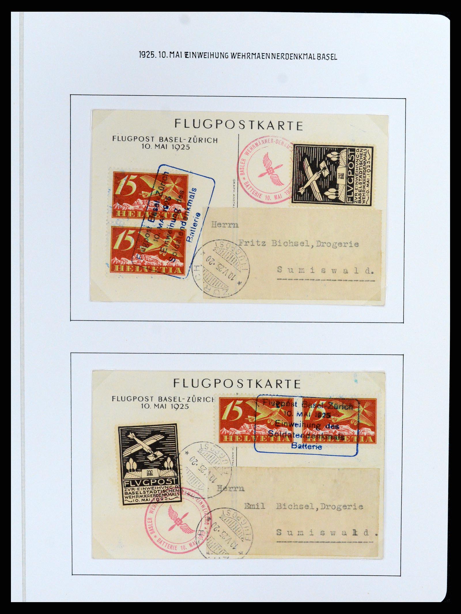 37700 056 - Postzegelverzameling 37700 Zwitserland luchtpost brieven collectie 1922-1960.