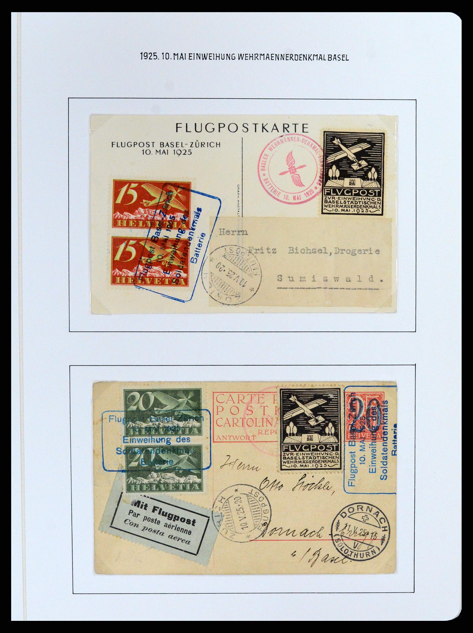 37700 057 - Postzegelverzameling 37700 Zwitserland luchtpost brieven collectie 1922-1960.