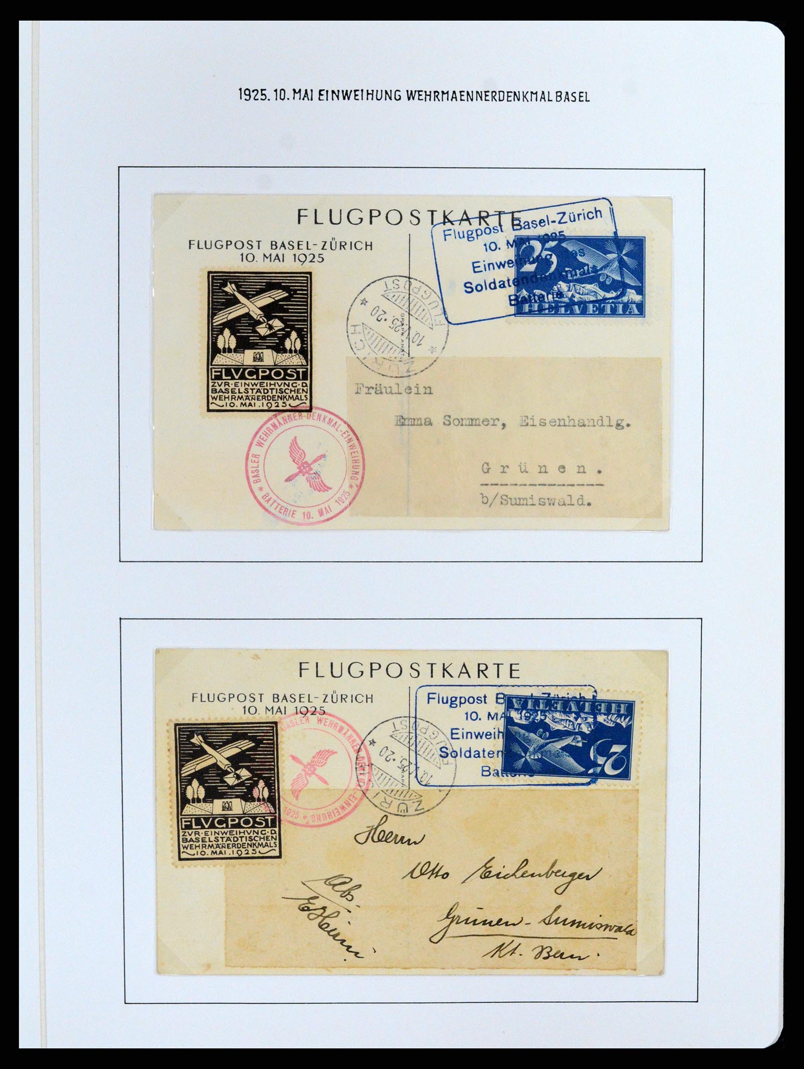 37700 058 - Postzegelverzameling 37700 Zwitserland luchtpost brieven collectie 1922-1960.