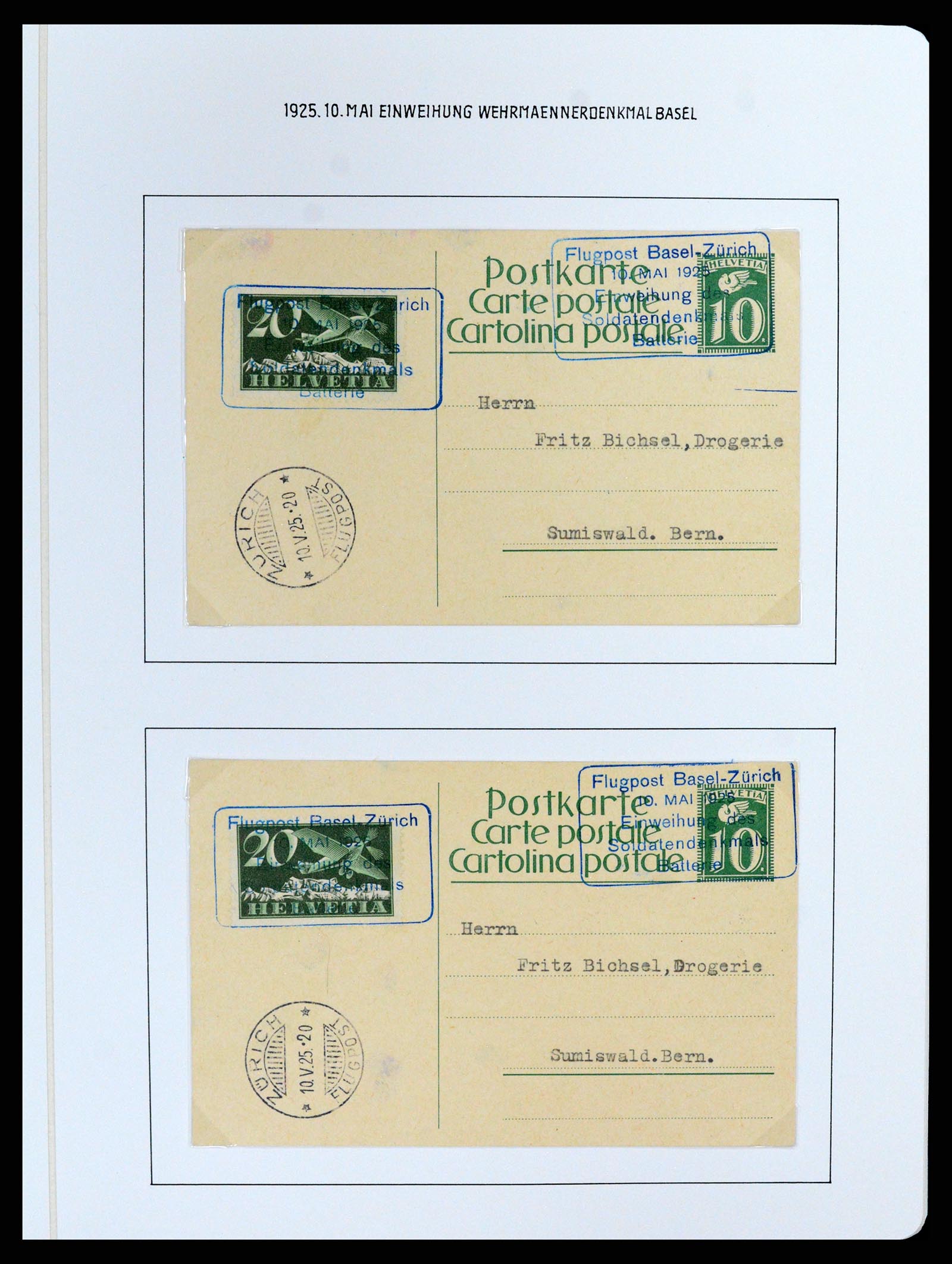 37700 059 - Postzegelverzameling 37700 Zwitserland luchtpost brieven collectie 1922-1960.