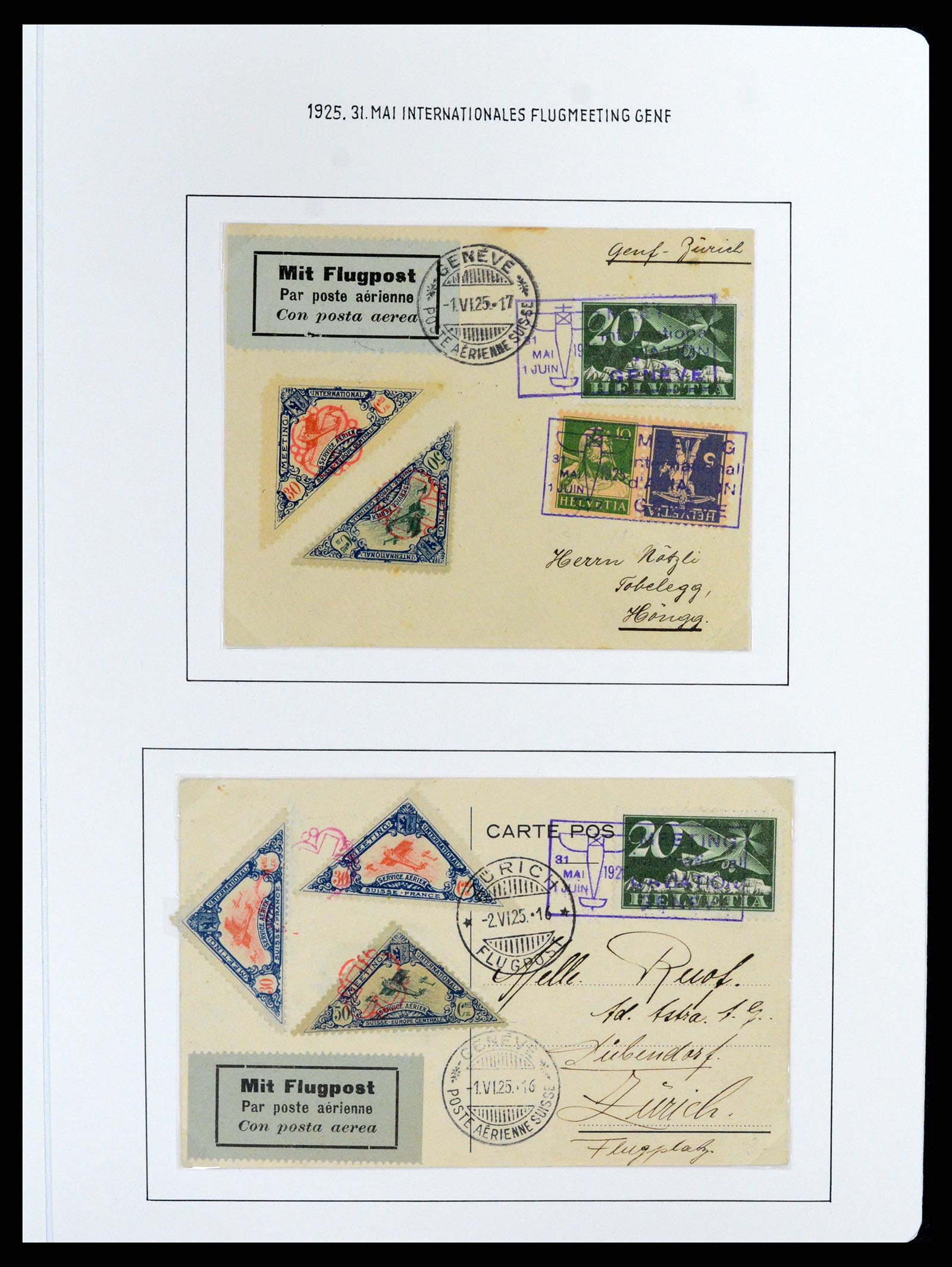 37700 063 - Postzegelverzameling 37700 Zwitserland luchtpost brieven collectie 1922-1960.