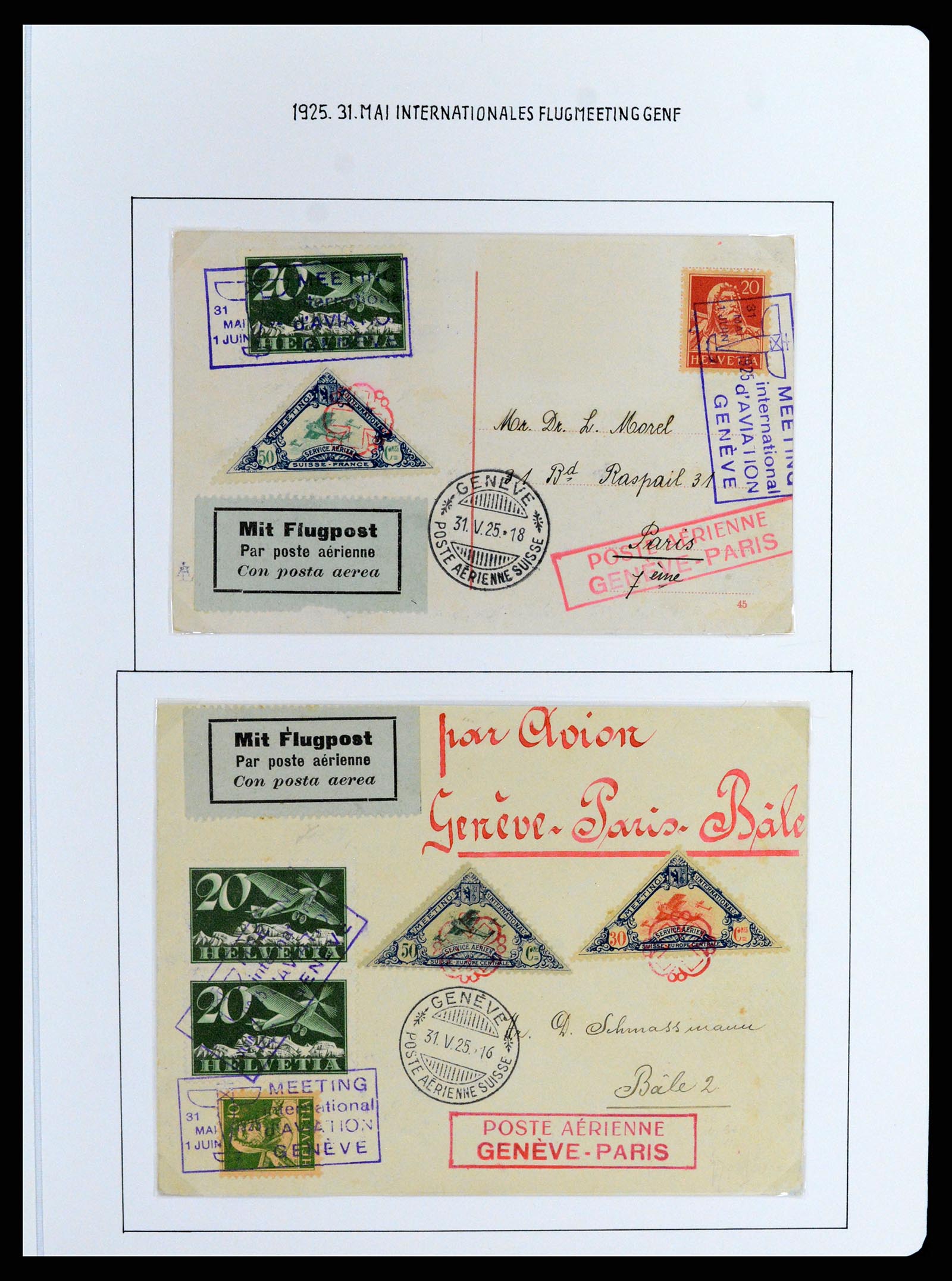 37700 064 - Postzegelverzameling 37700 Zwitserland luchtpost brieven collectie 1922-1960.