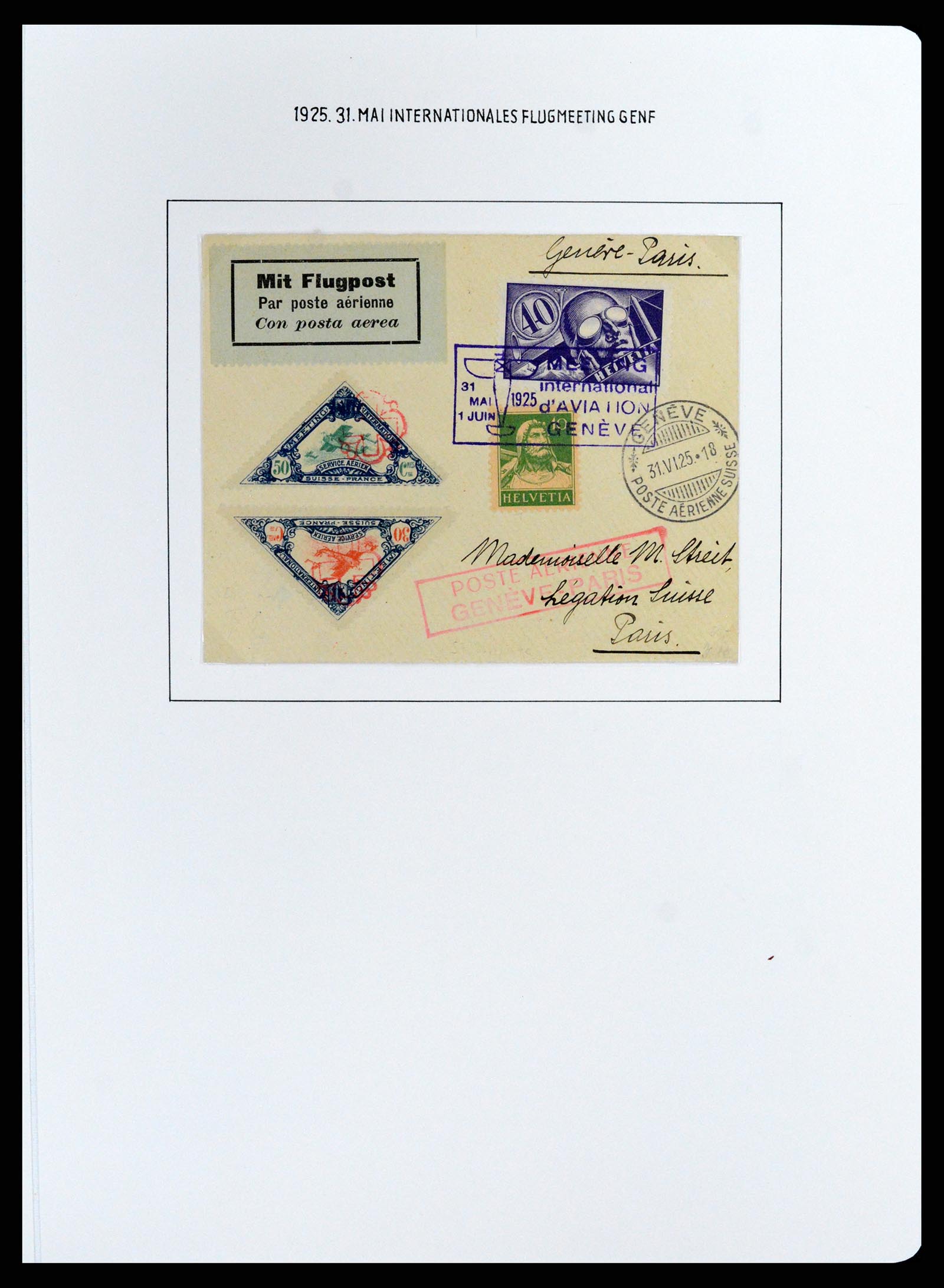 37700 065 - Postzegelverzameling 37700 Zwitserland luchtpost brieven collectie 1922-1960.