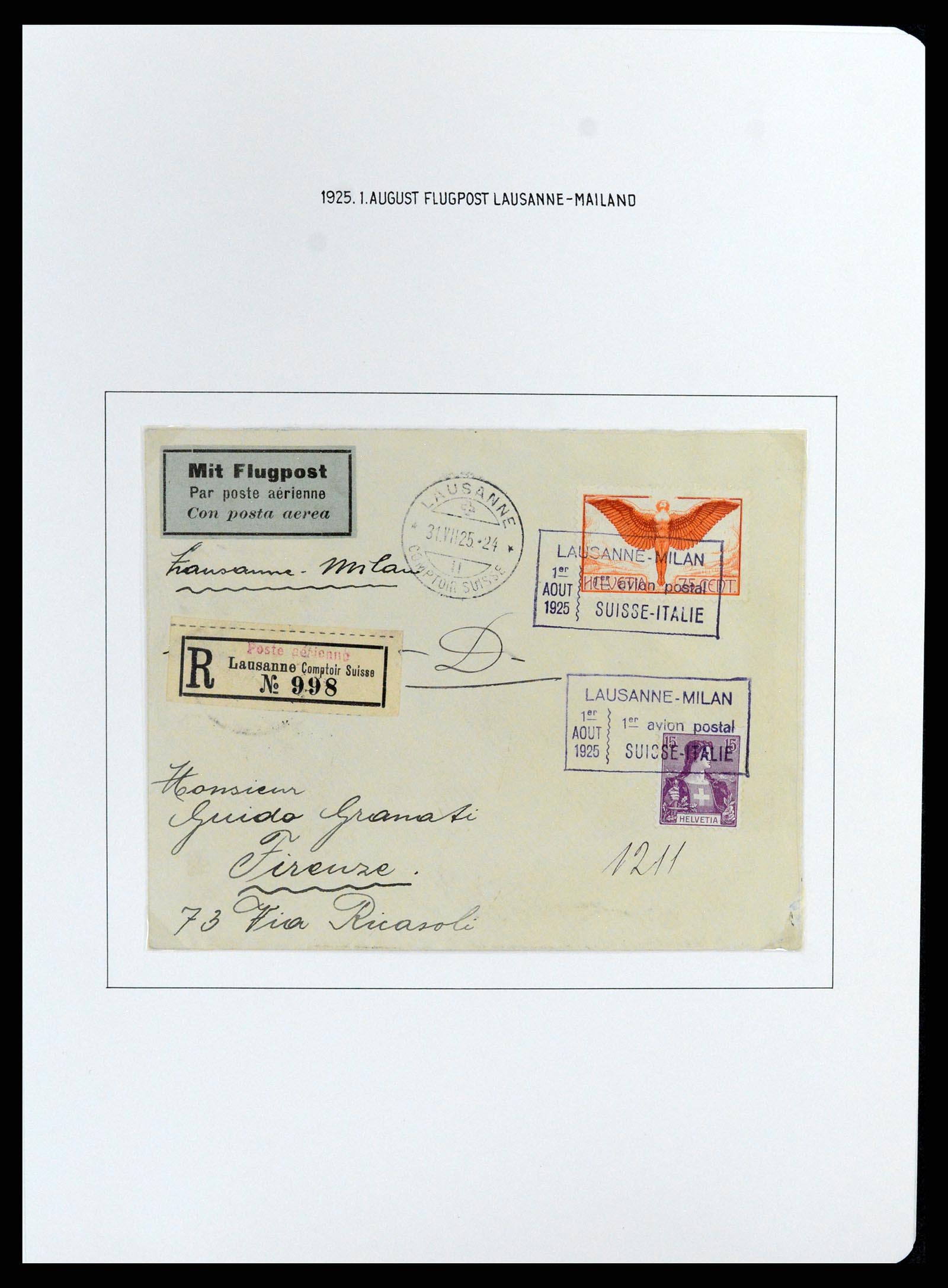 37700 076 - Postzegelverzameling 37700 Zwitserland luchtpost brieven collectie 1922-1960.