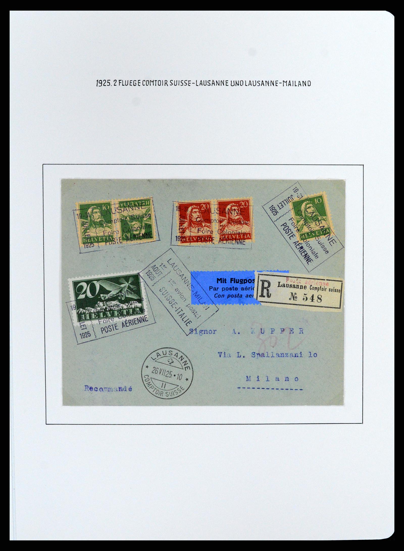 37700 078 - Postzegelverzameling 37700 Zwitserland luchtpost brieven collectie 1922-1960.