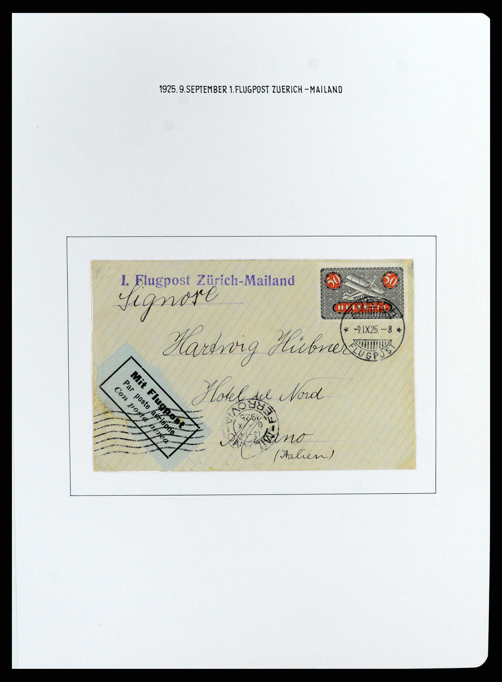 37700 079 - Postzegelverzameling 37700 Zwitserland luchtpost brieven collectie 1922-1960.