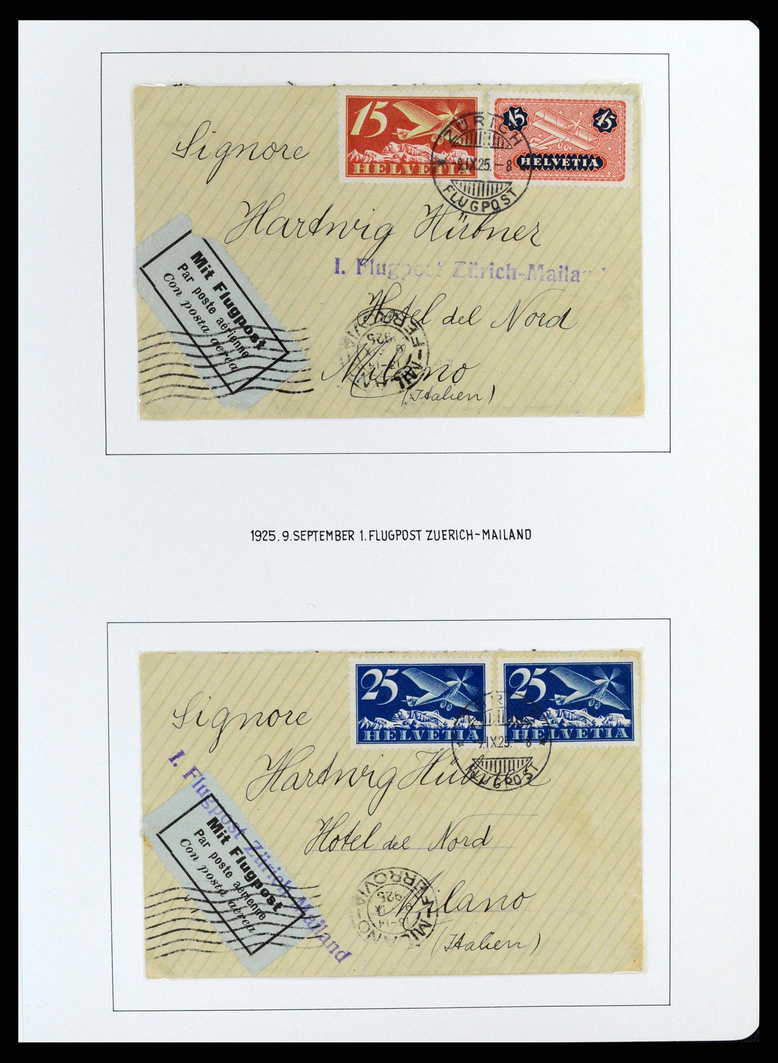 37700 080 - Postzegelverzameling 37700 Zwitserland luchtpost brieven collectie 1922-1960.