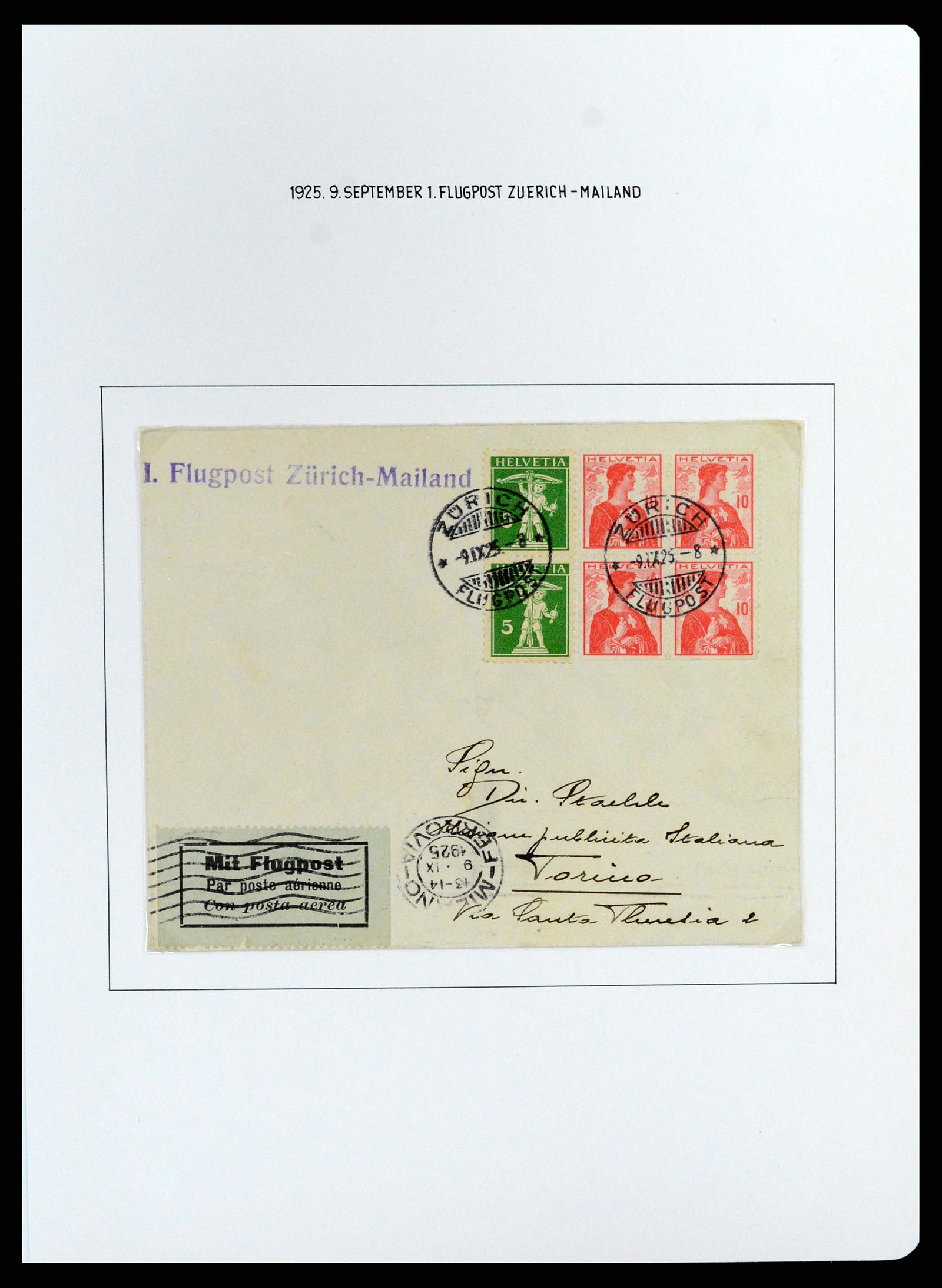 37700 081 - Postzegelverzameling 37700 Zwitserland luchtpost brieven collectie 1922-1960.