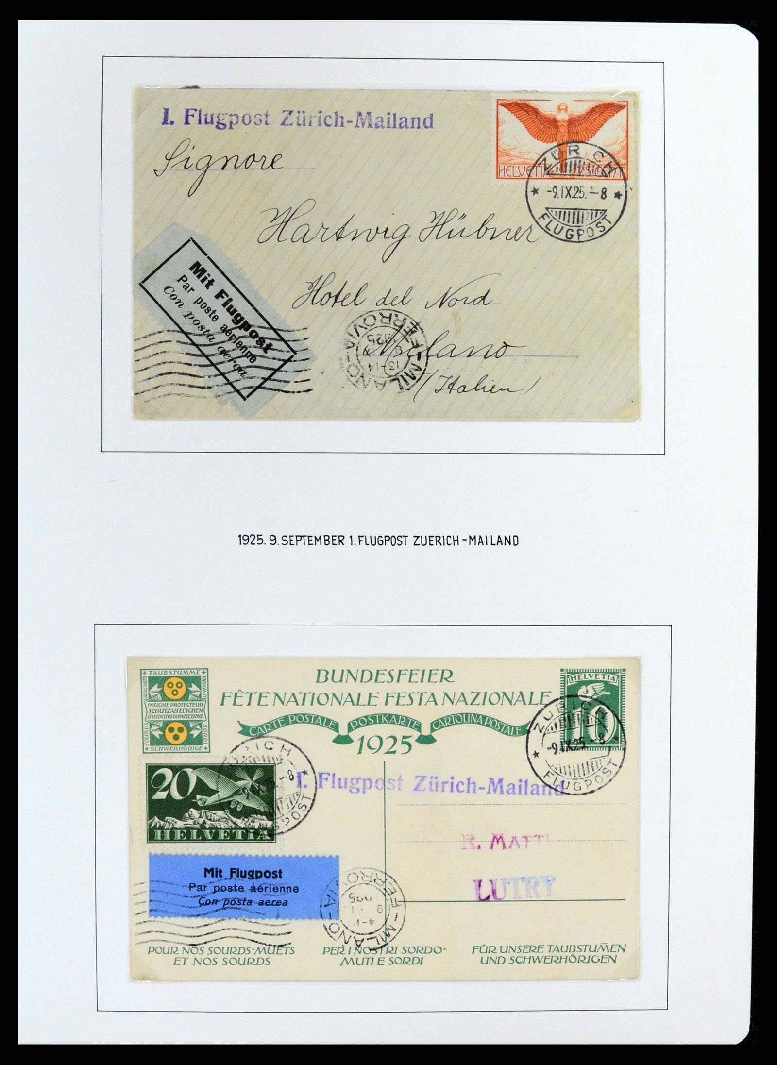 37700 083 - Postzegelverzameling 37700 Zwitserland luchtpost brieven collectie 1922-1960.