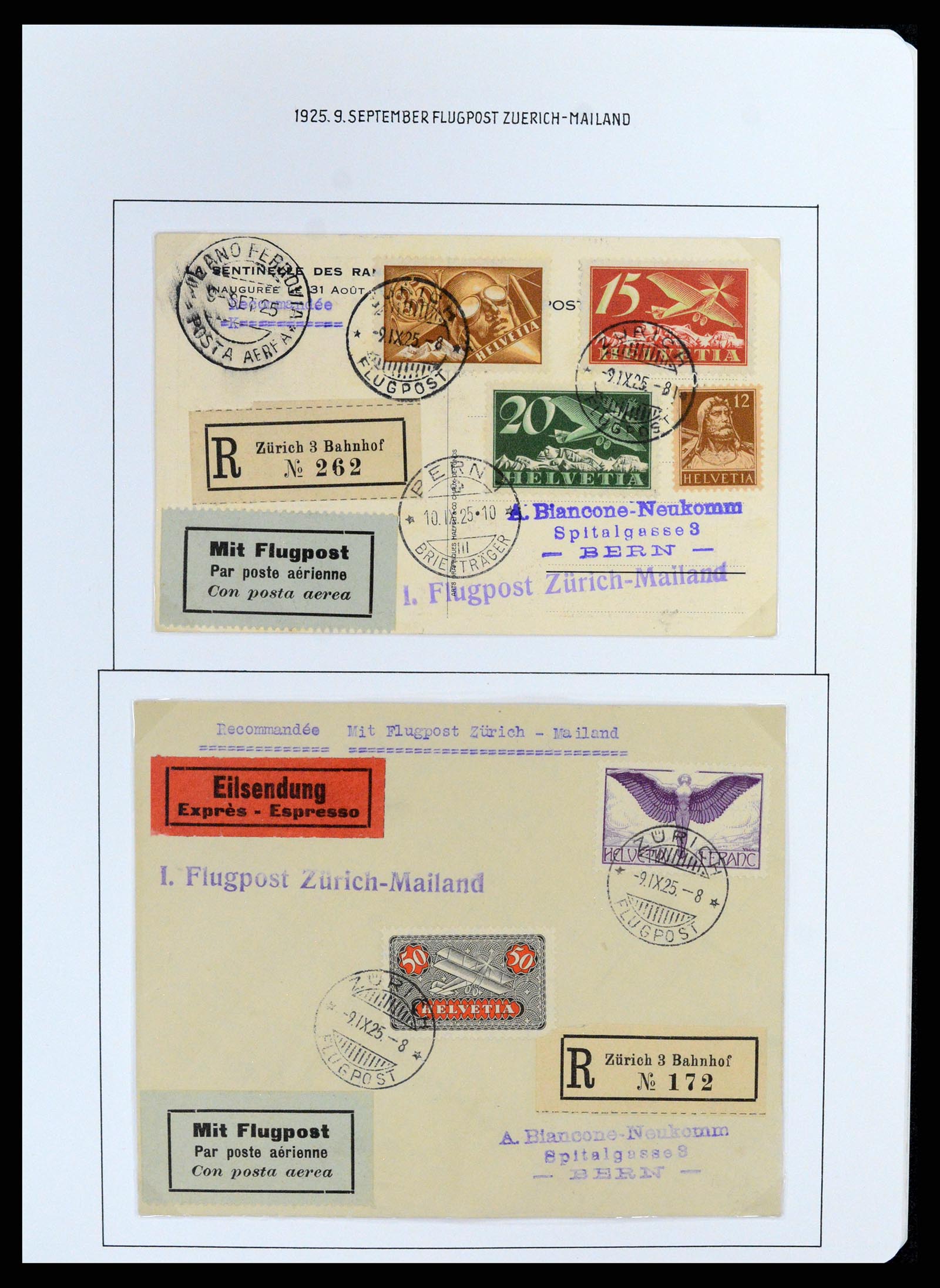 37700 084 - Postzegelverzameling 37700 Zwitserland luchtpost brieven collectie 1922-1960.