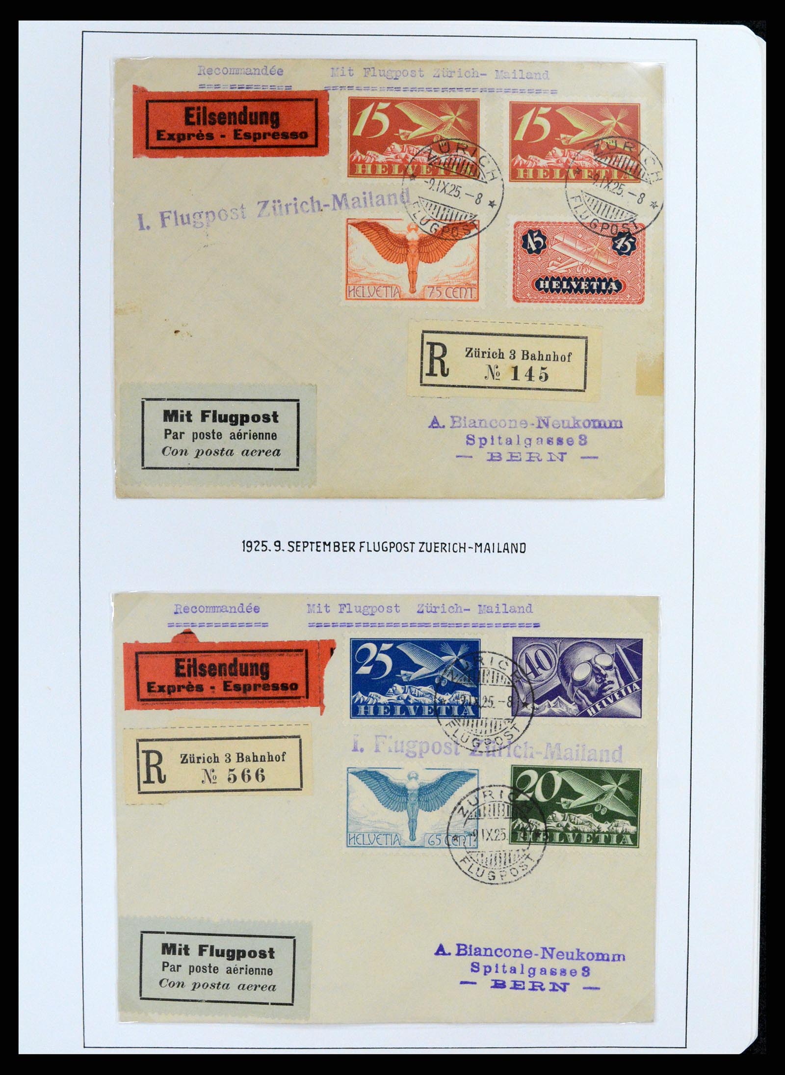 37700 085 - Postzegelverzameling 37700 Zwitserland luchtpost brieven collectie 1922-1960.