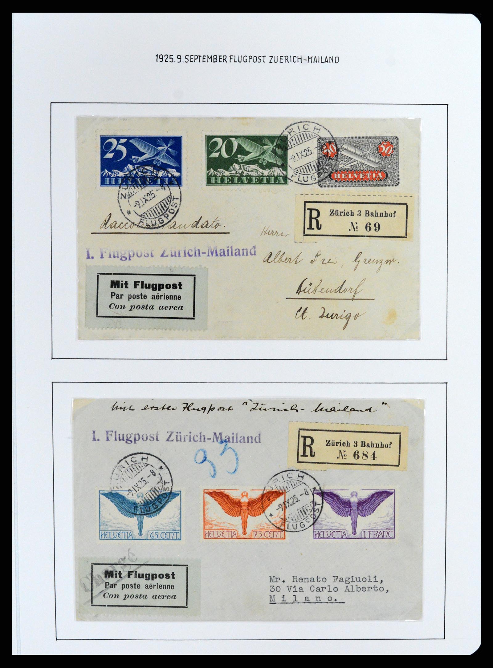 37700 086 - Postzegelverzameling 37700 Zwitserland luchtpost brieven collectie 1922-1960.