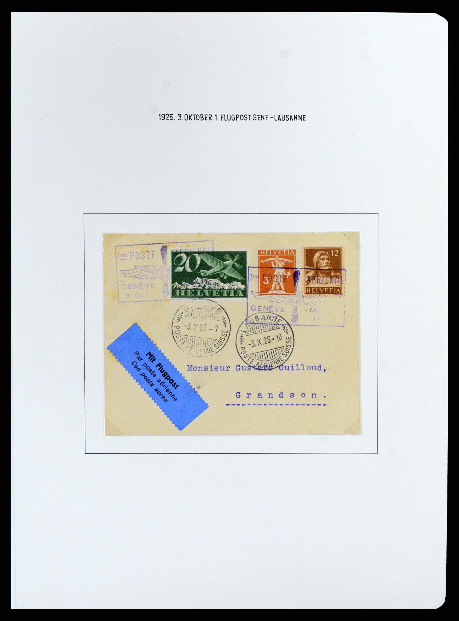 37700 089 - Postzegelverzameling 37700 Zwitserland luchtpost brieven collectie 1922-1960.