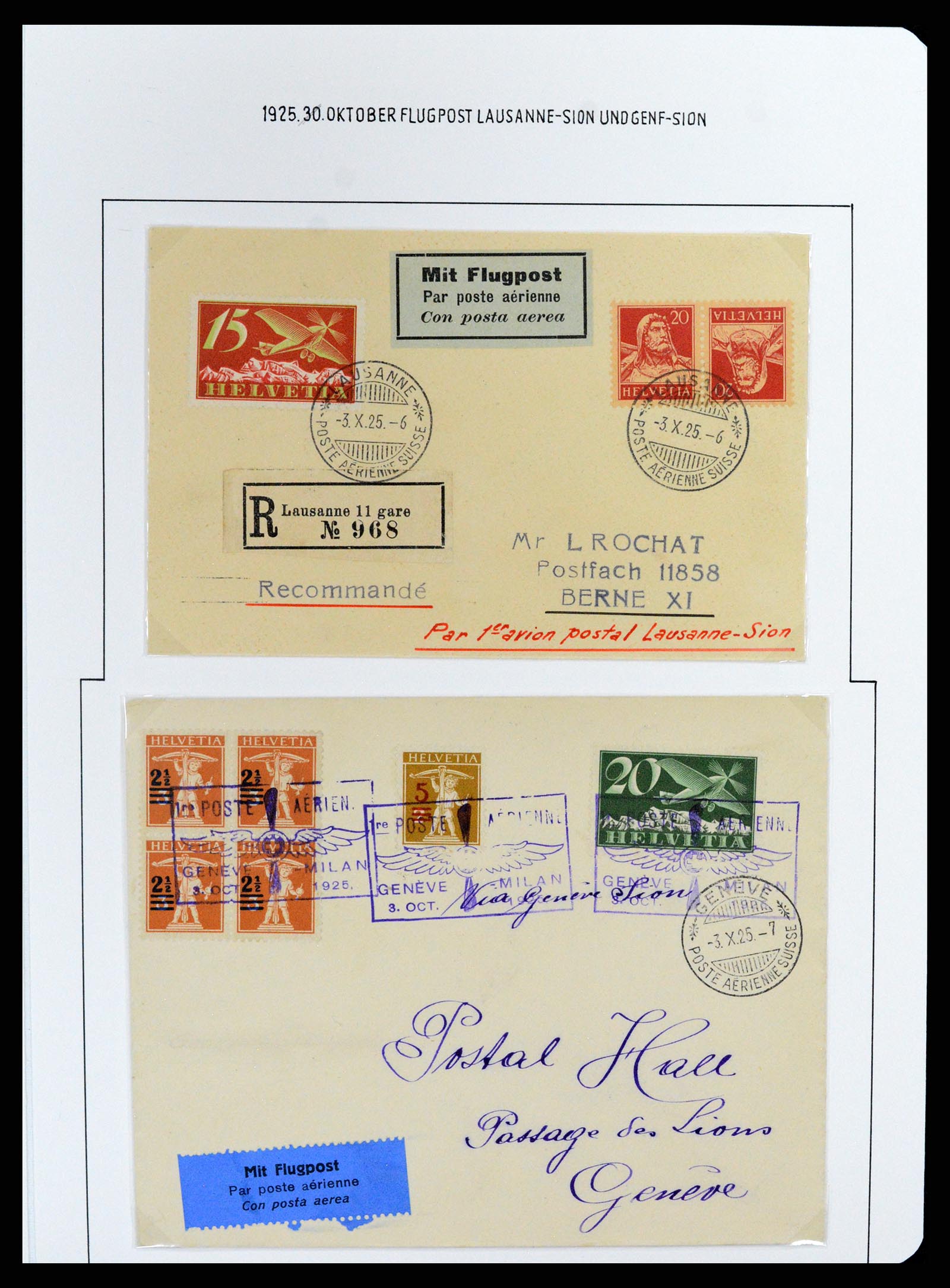 37700 090 - Postzegelverzameling 37700 Zwitserland luchtpost brieven collectie 1922-1960.