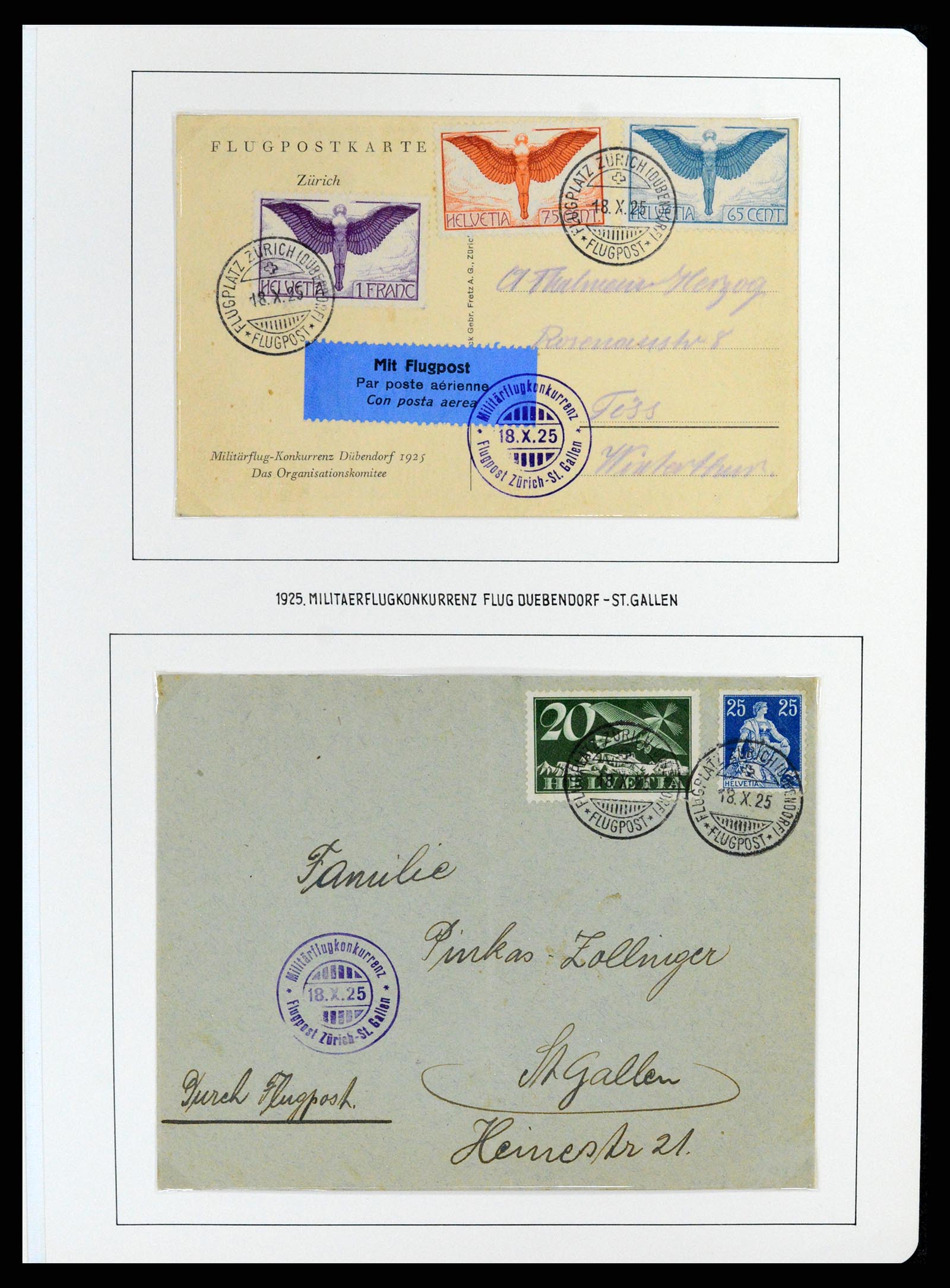 37700 091 - Postzegelverzameling 37700 Zwitserland luchtpost brieven collectie 1922-1960.