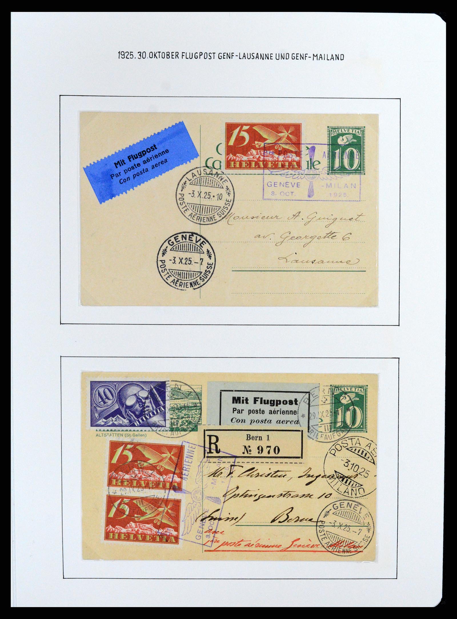37700 092 - Postzegelverzameling 37700 Zwitserland luchtpost brieven collectie 1922-1960.