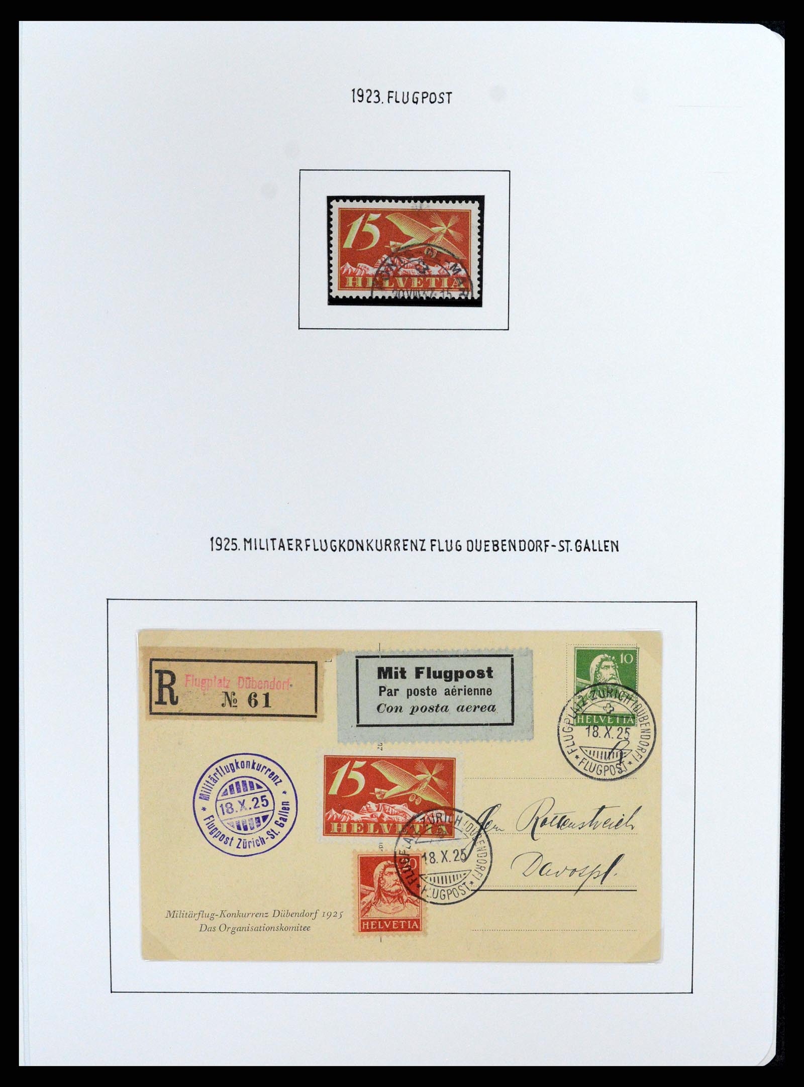 37700 093 - Postzegelverzameling 37700 Zwitserland luchtpost brieven collectie 1922-1960.