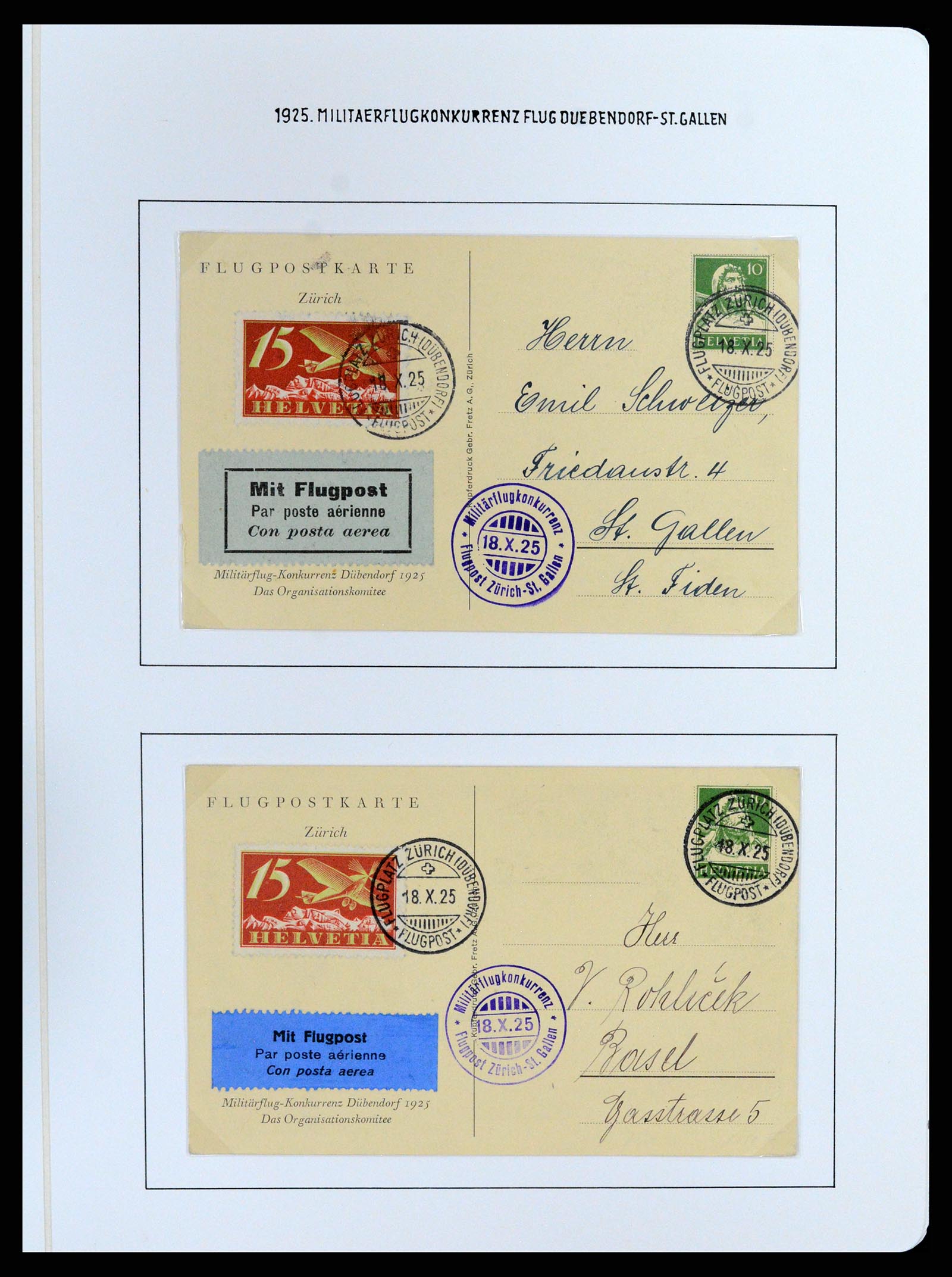 37700 097 - Postzegelverzameling 37700 Zwitserland luchtpost brieven collectie 1922-1960.