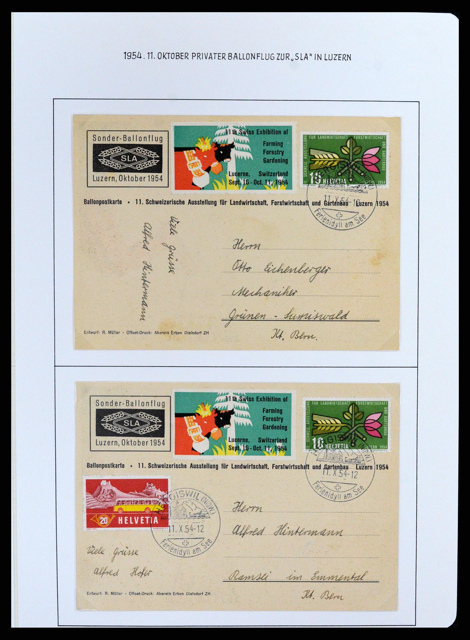 37700 841 - Stamp collection 37700 Switzerland airmail cover collection 1922-1960.