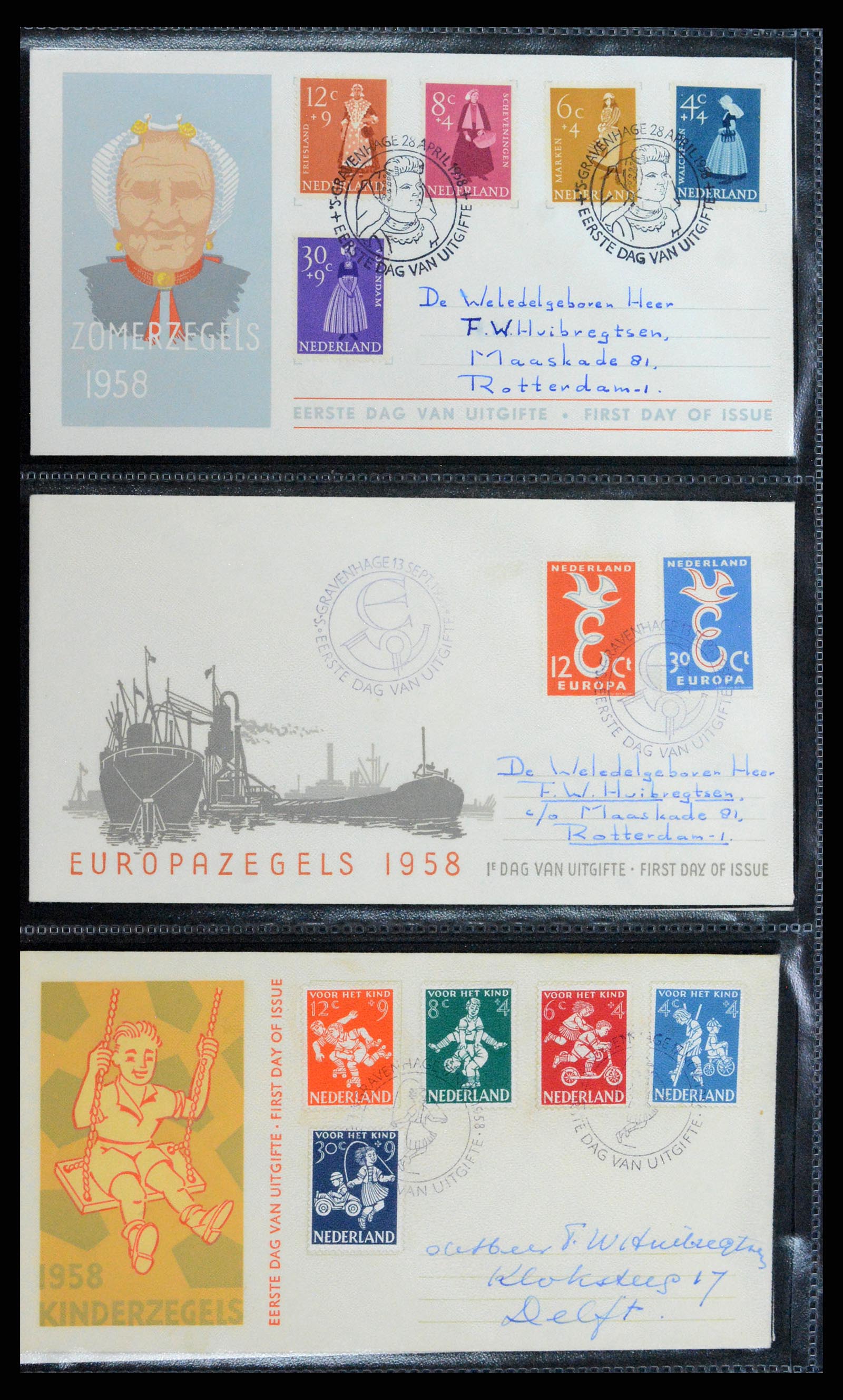 37710 014 - Postzegelverzameling 37710 Nederland FDC's 1949-1976.