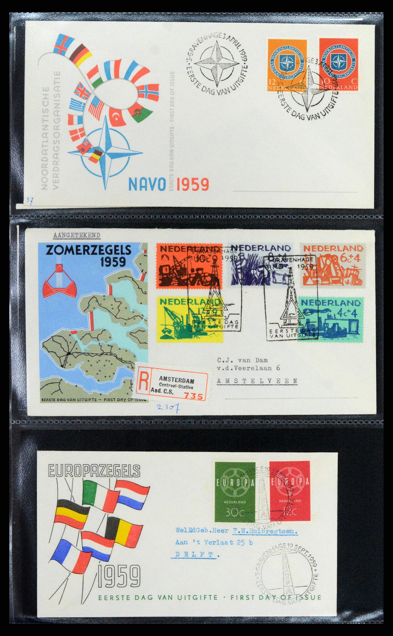 37710 015 - Postzegelverzameling 37710 Nederland FDC's 1949-1976.