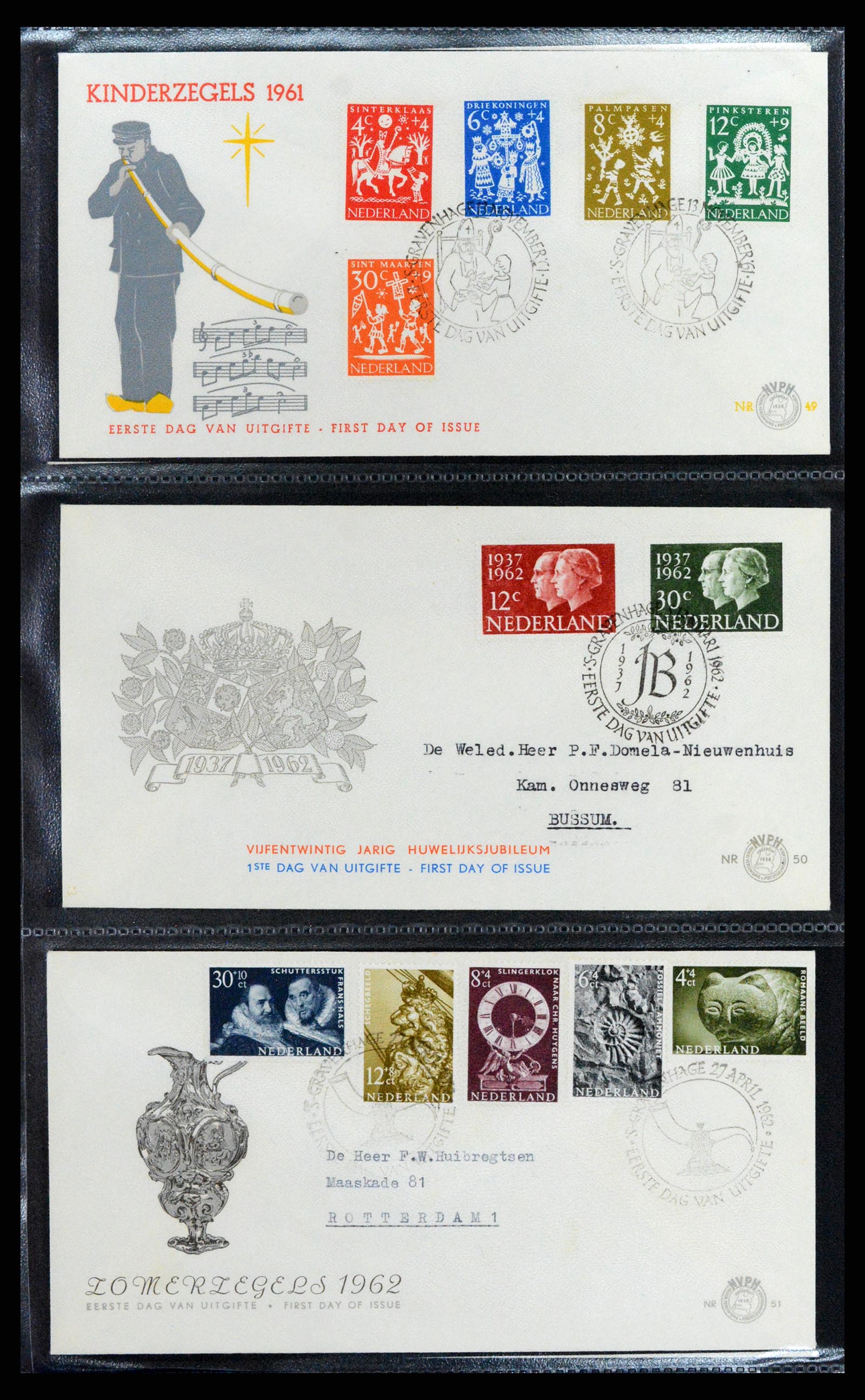 37710 019 - Postzegelverzameling 37710 Nederland FDC's 1949-1976.