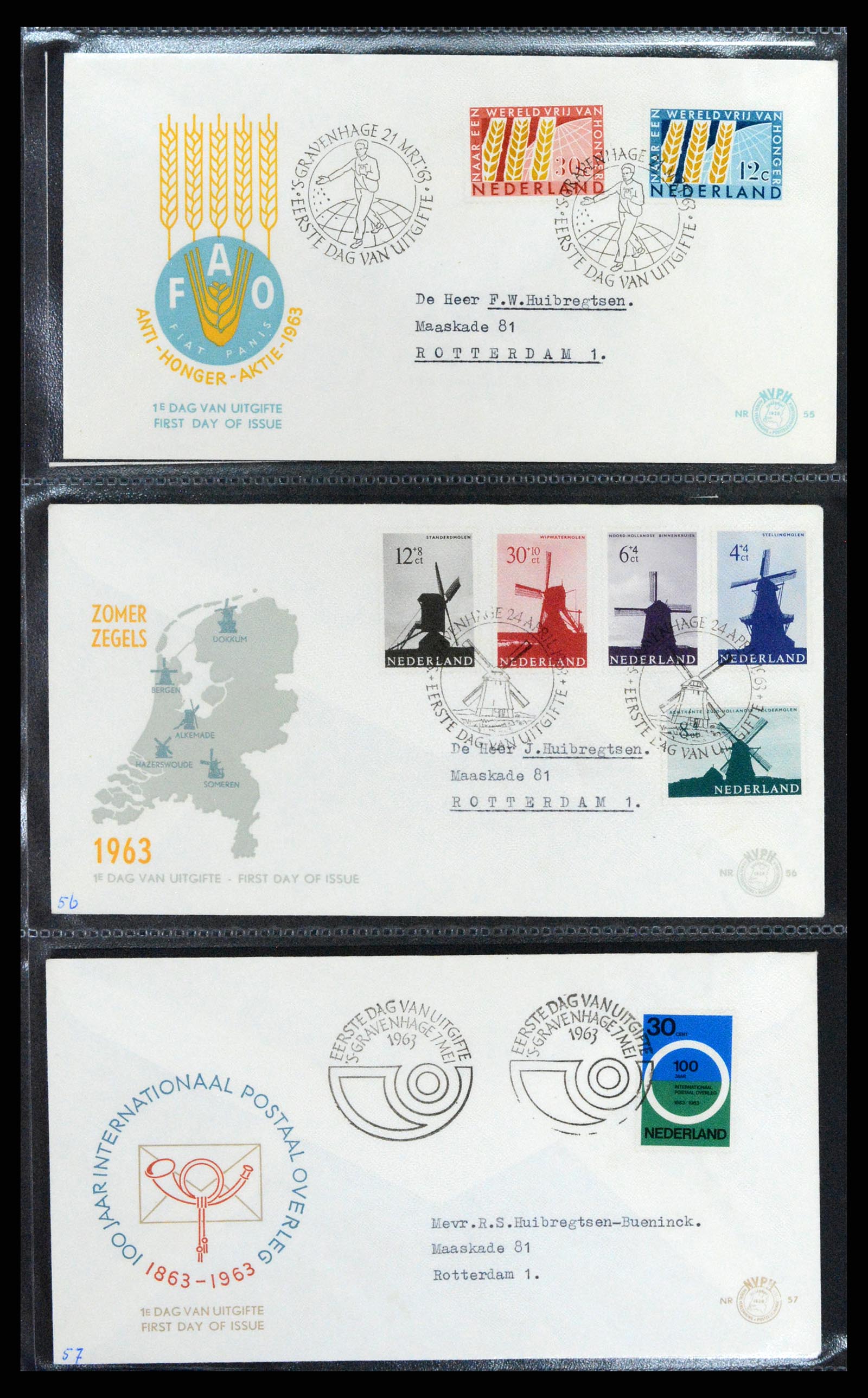 37710 021 - Postzegelverzameling 37710 Nederland FDC's 1949-1976.