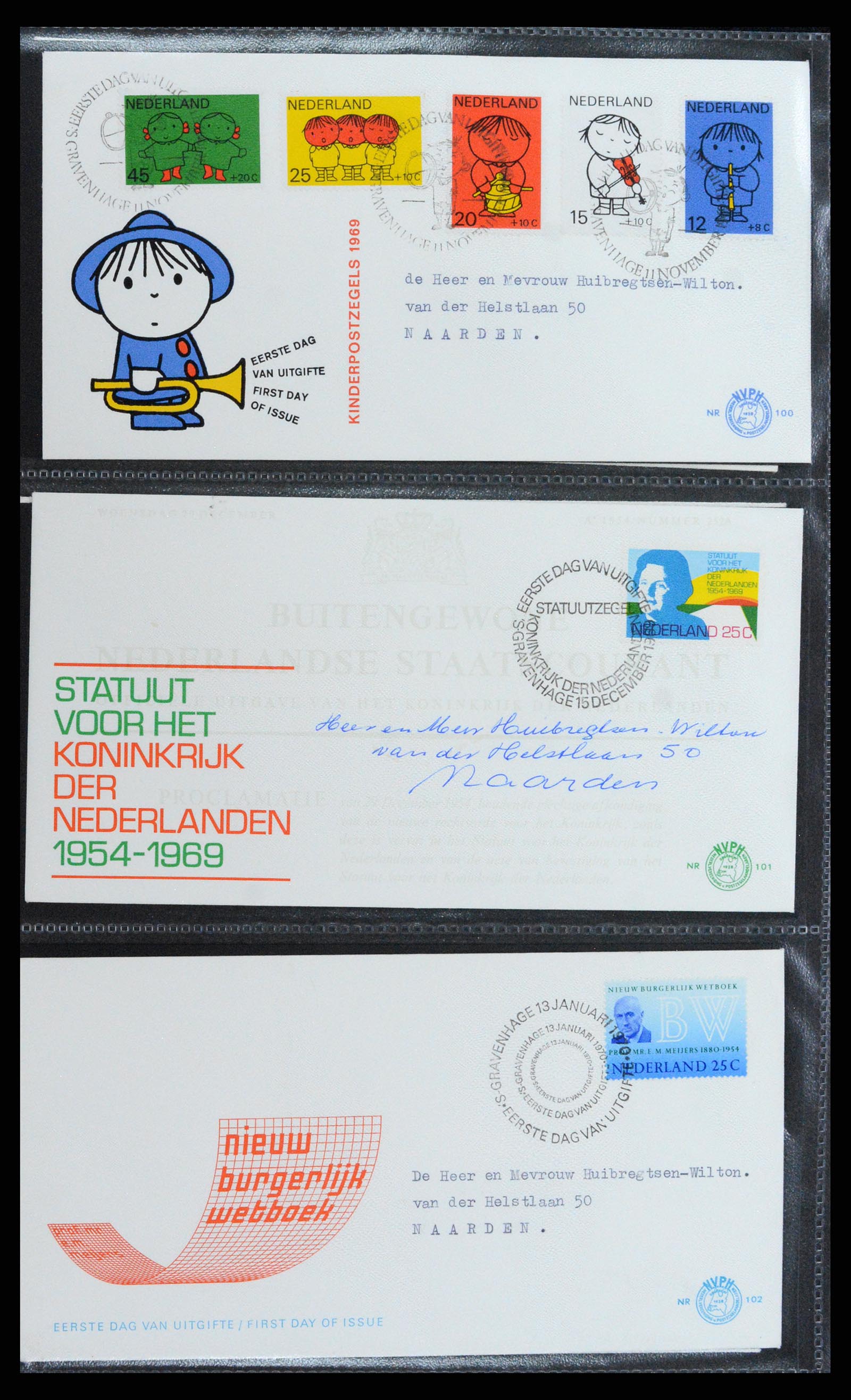 37710 036 - Stamp collection 37710 Netherlands FDC's 1949-1976.