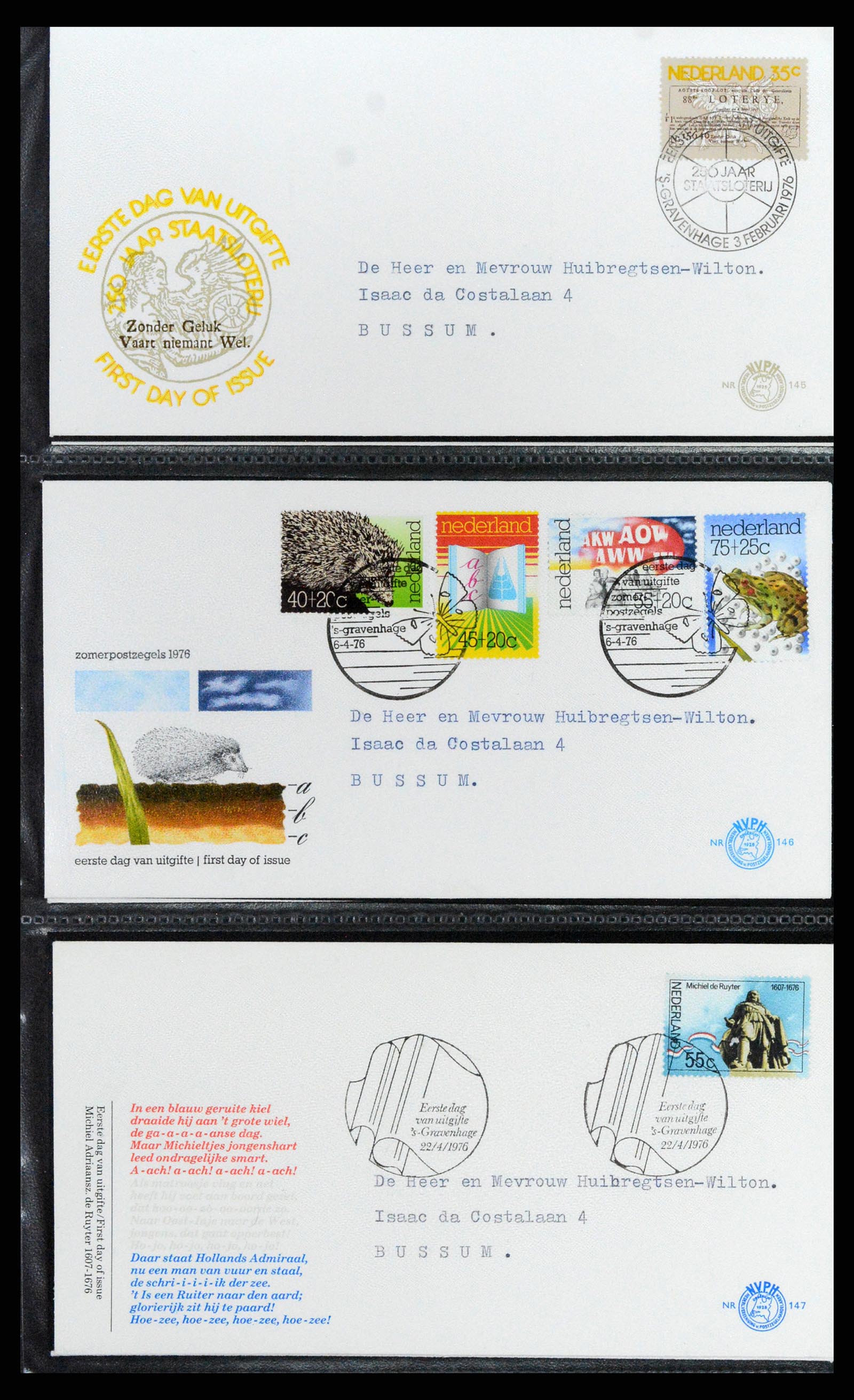37710 051 - Postzegelverzameling 37710 Nederland FDC's 1949-1976.