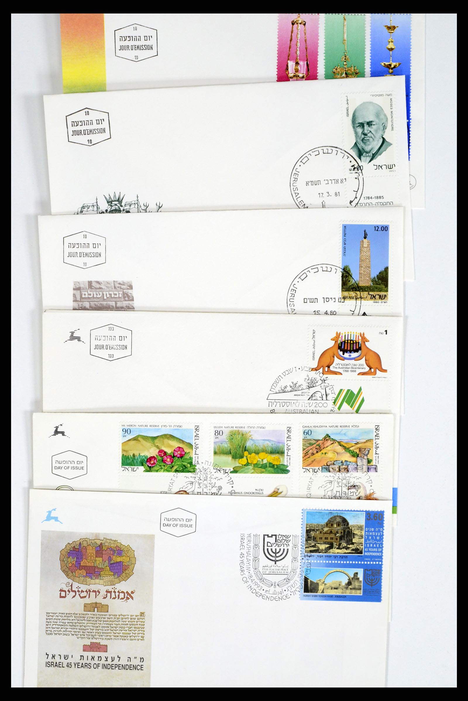 37711 088 - Postzegelverzameling 37711 Israël first day covers 1970-2000.