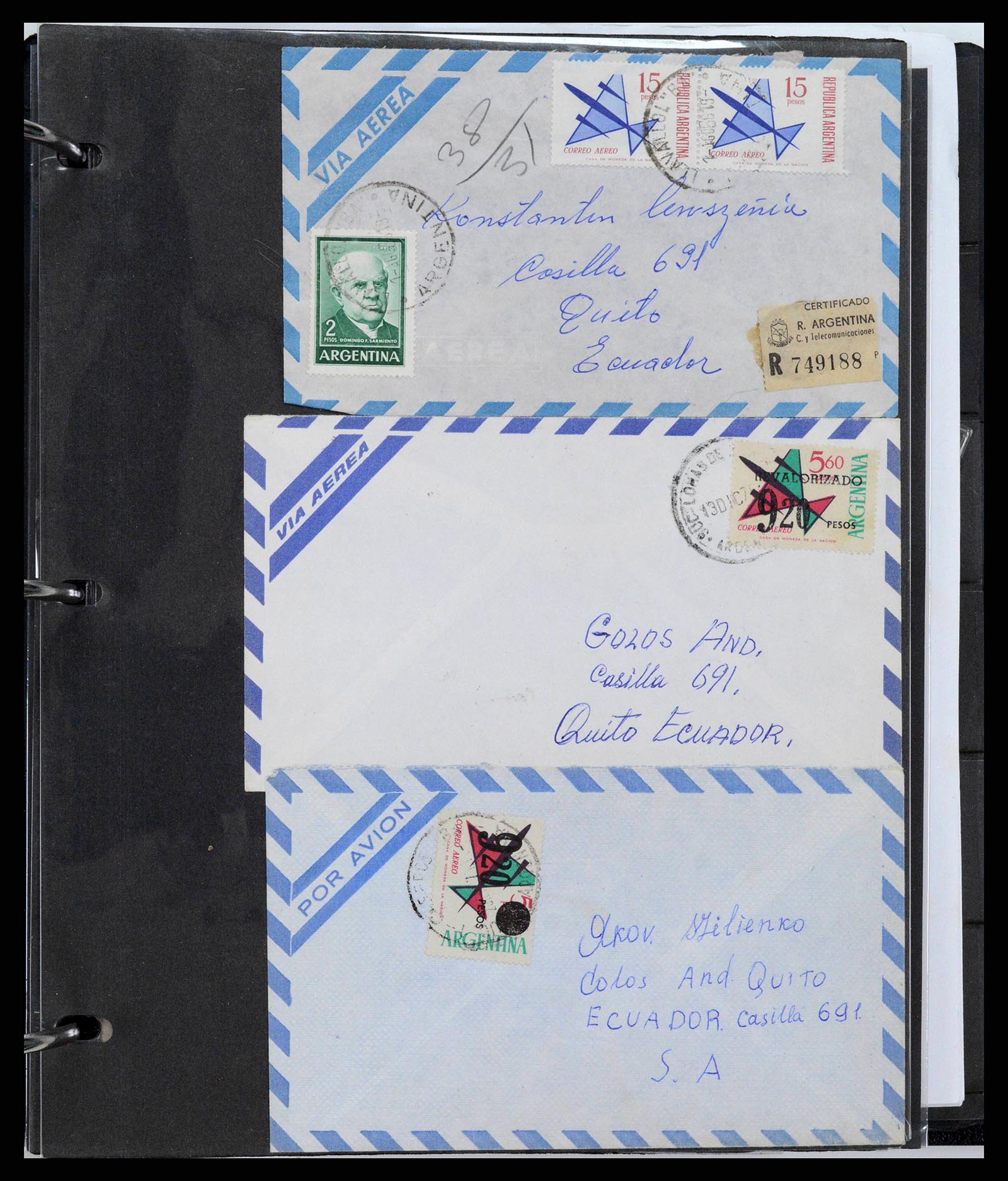 37745 0056 - Postzegelverzameling 37745 Argentinië brieven 1851-1986.