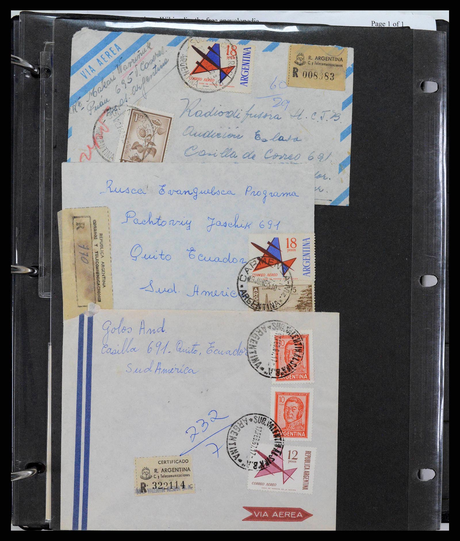 37745 0057 - Postzegelverzameling 37745 Argentinië brieven 1851-1986.