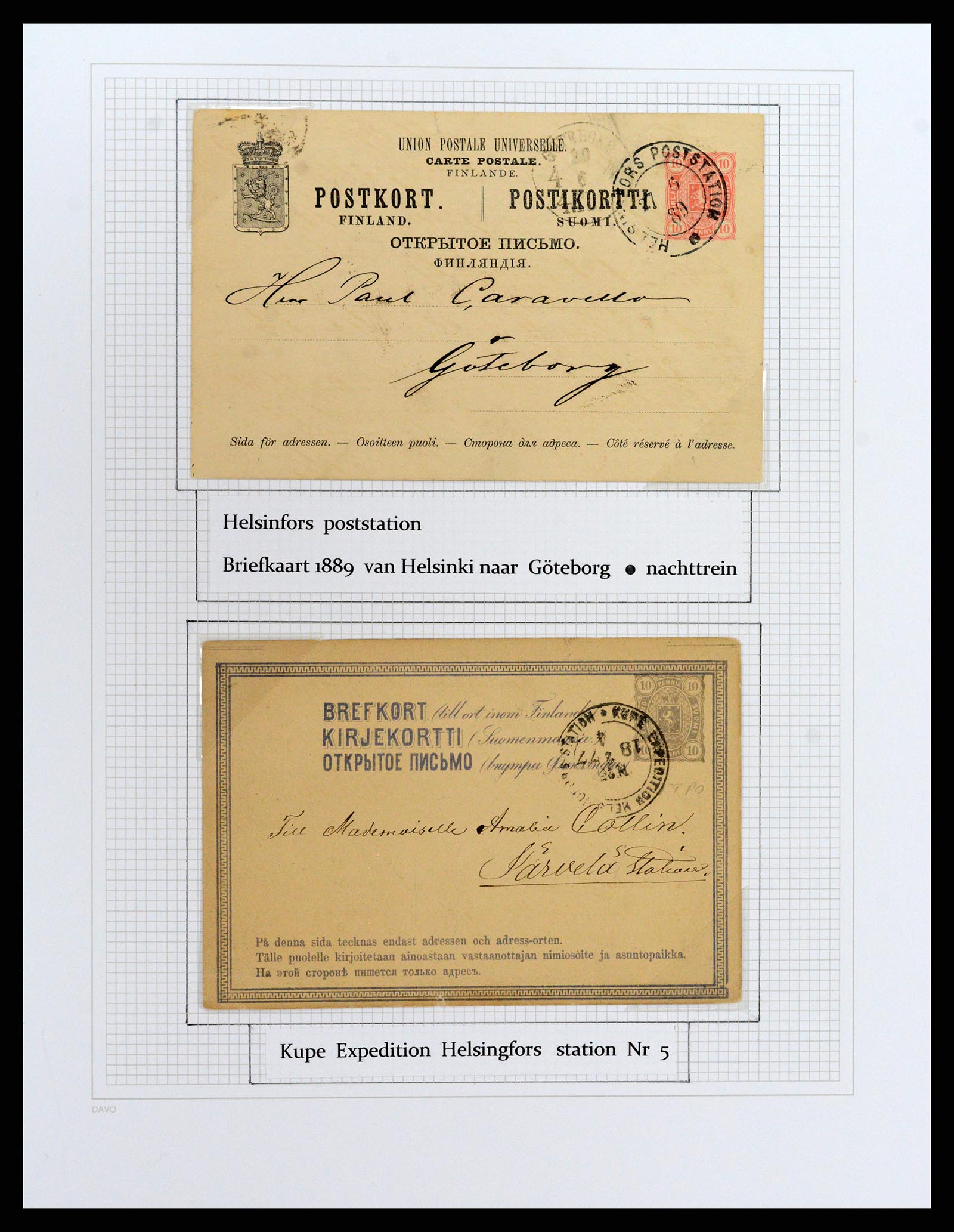 37766 005 - Postzegelverzameling 37766 Finland treinstempels 1870-1950.