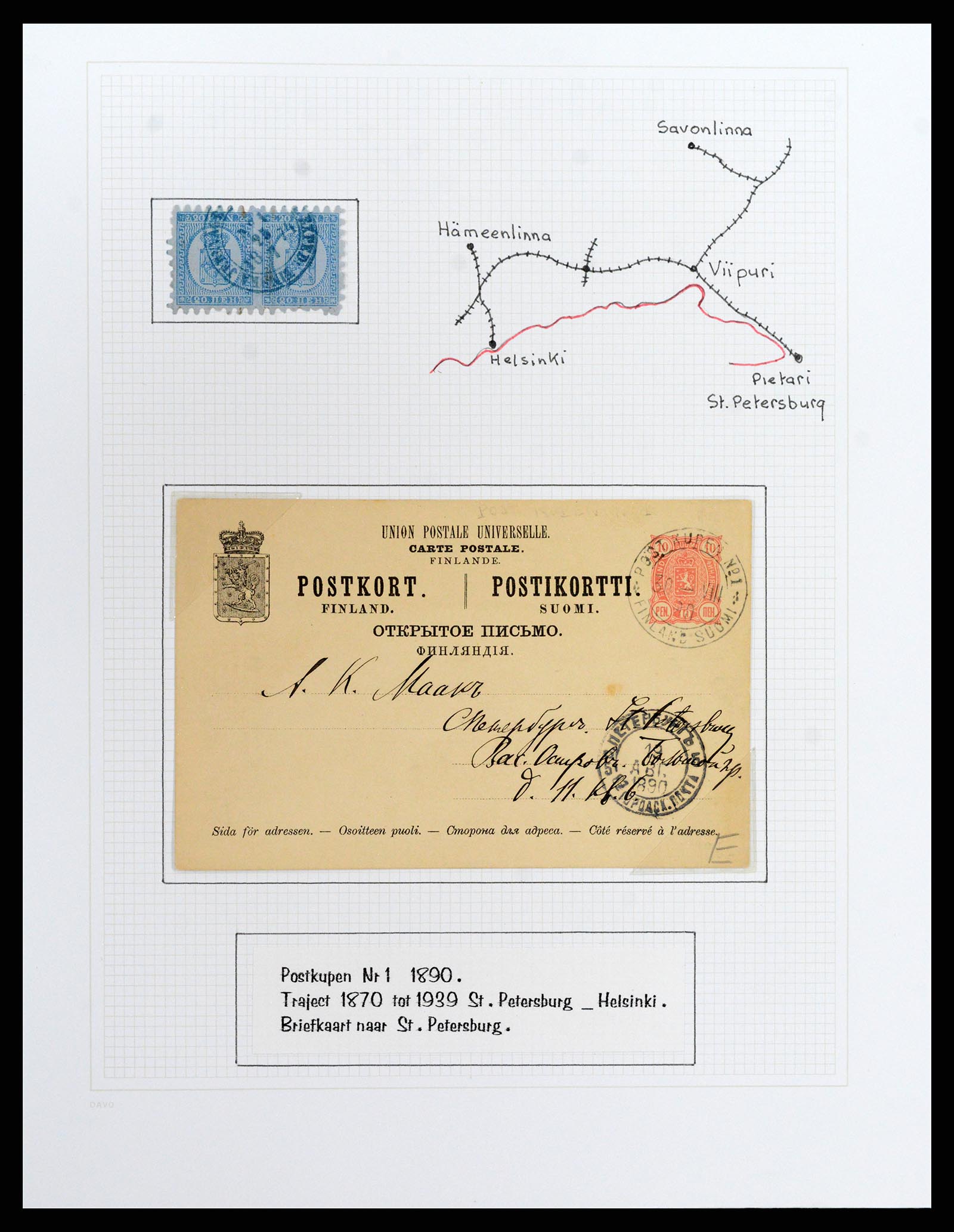 37766 006 - Postzegelverzameling 37766 Finland treinstempels 1870-1950.
