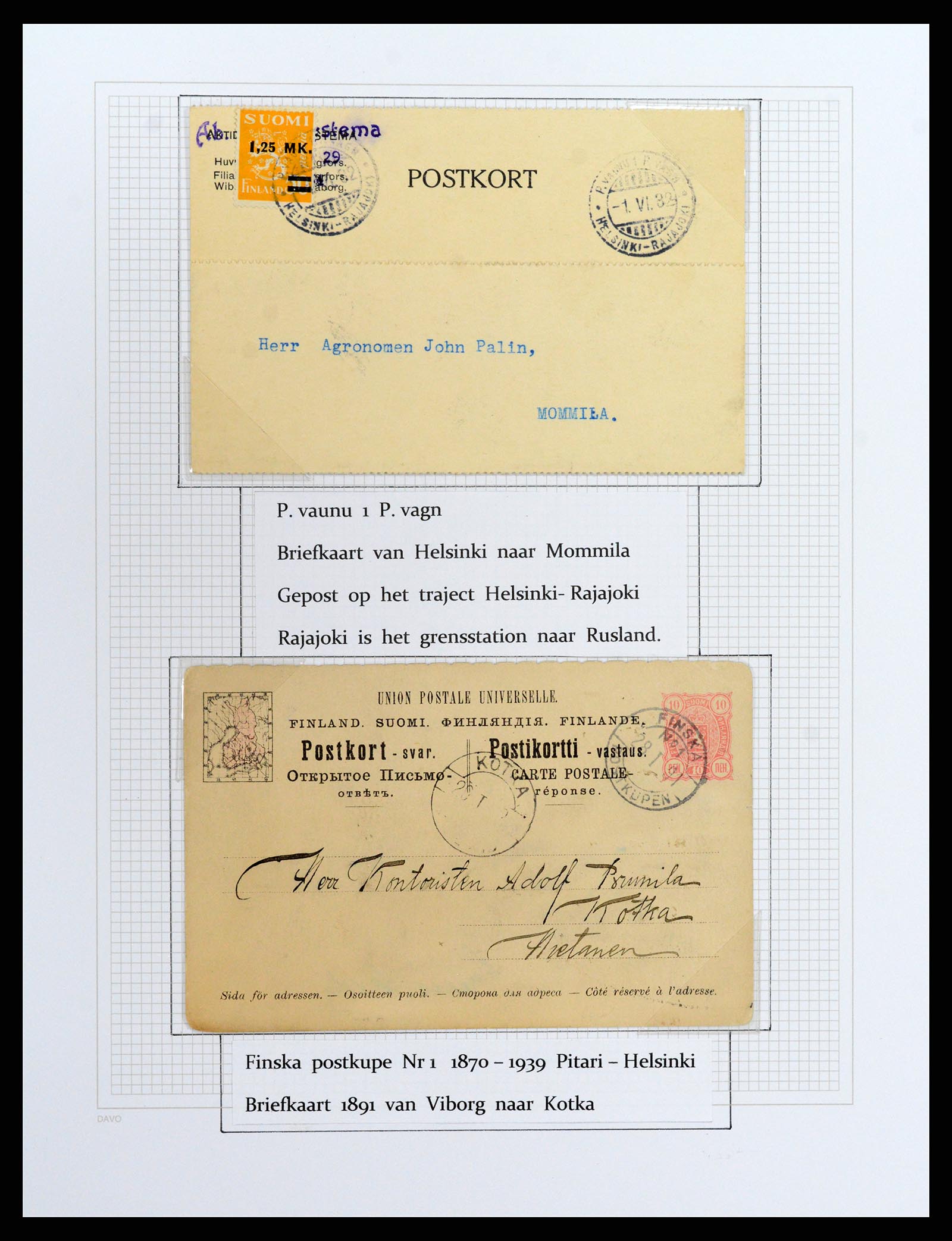 37766 010 - Postzegelverzameling 37766 Finland treinstempels 1870-1950.