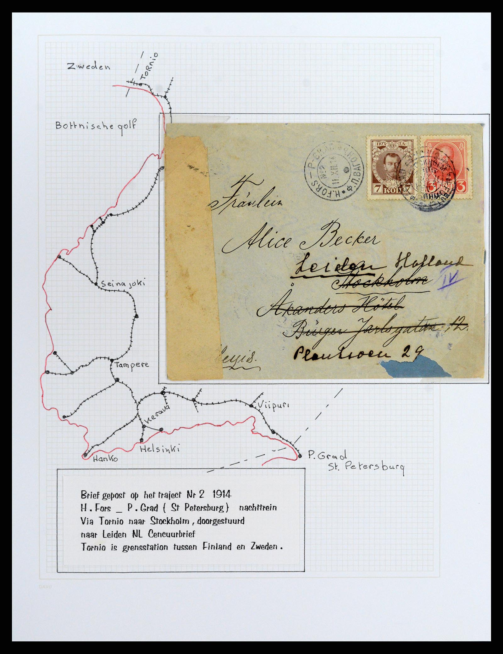 37766 012 - Postzegelverzameling 37766 Finland treinstempels 1870-1950.