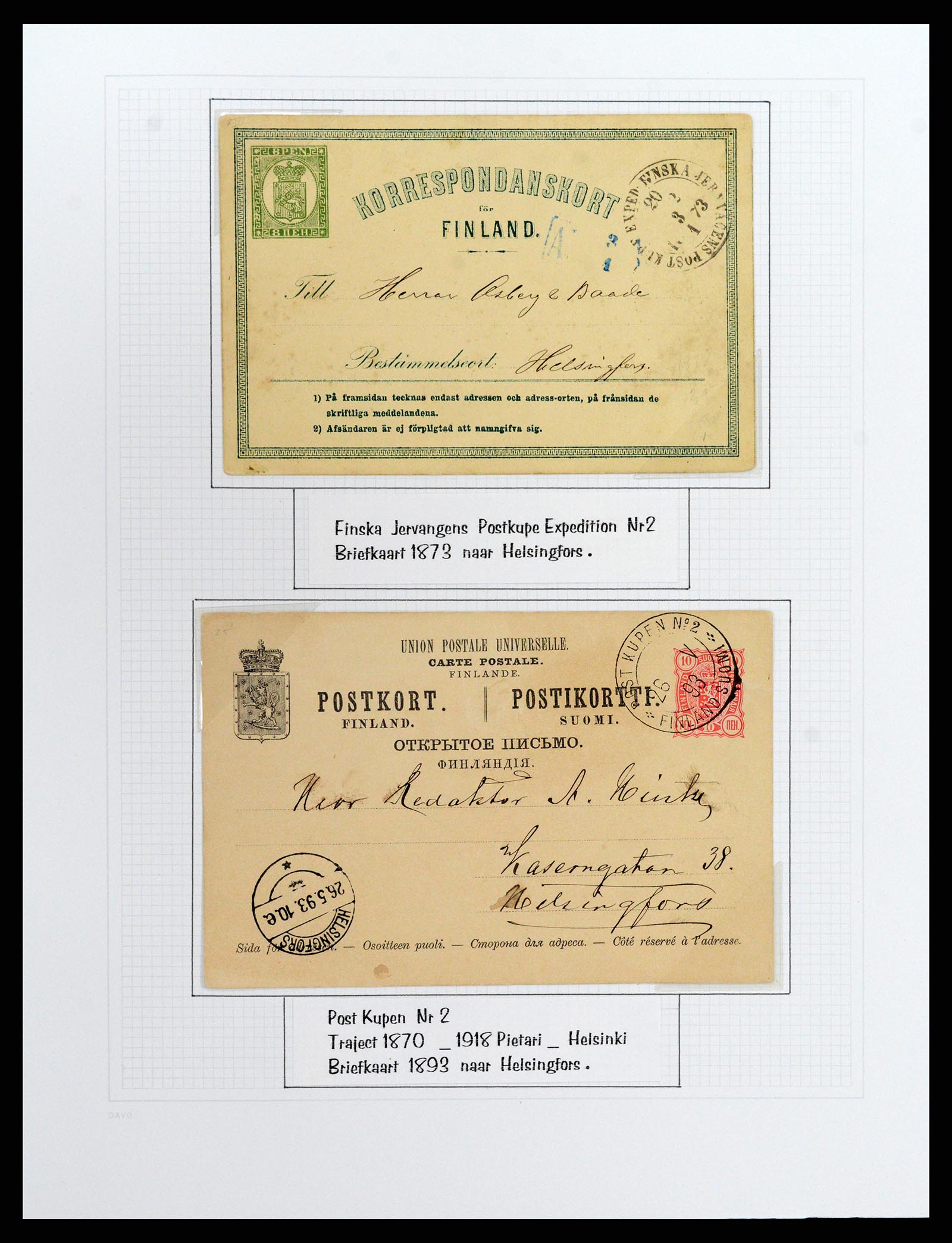 37766 016 - Postzegelverzameling 37766 Finland treinstempels 1870-1950.