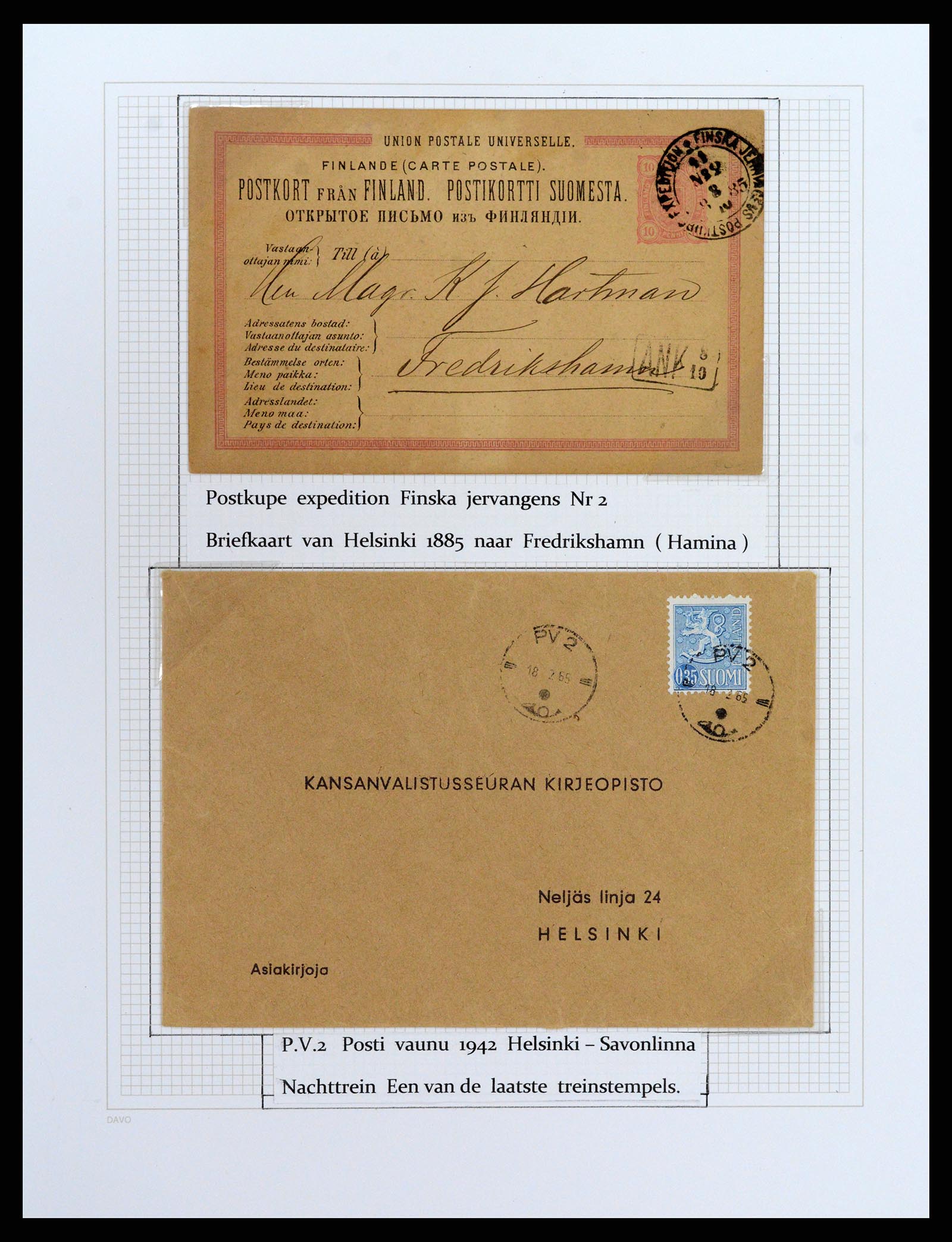 37766 018 - Postzegelverzameling 37766 Finland treinstempels 1870-1950.