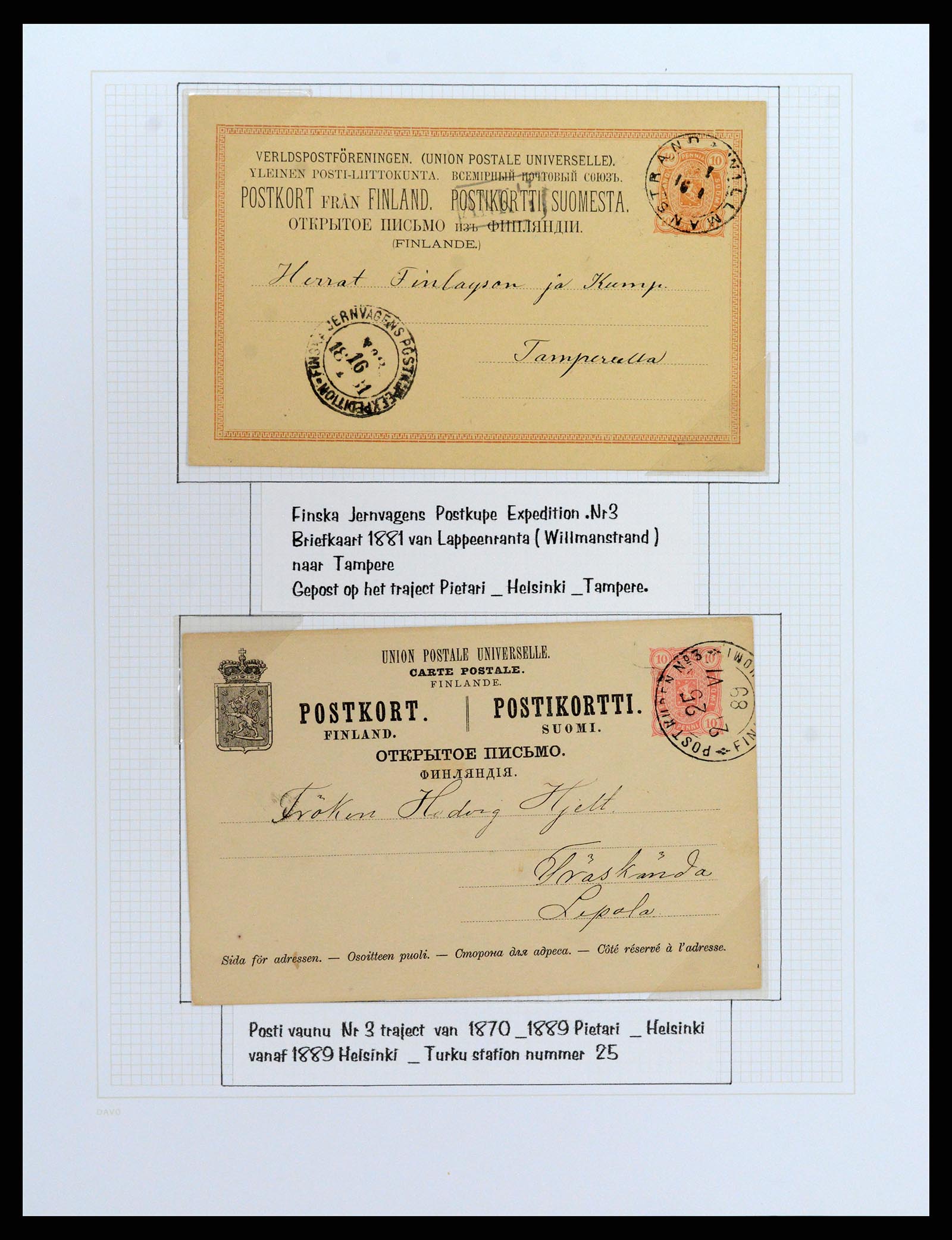 37766 022 - Stamp collection 37766 Finland railway cancellations 1870-1950.