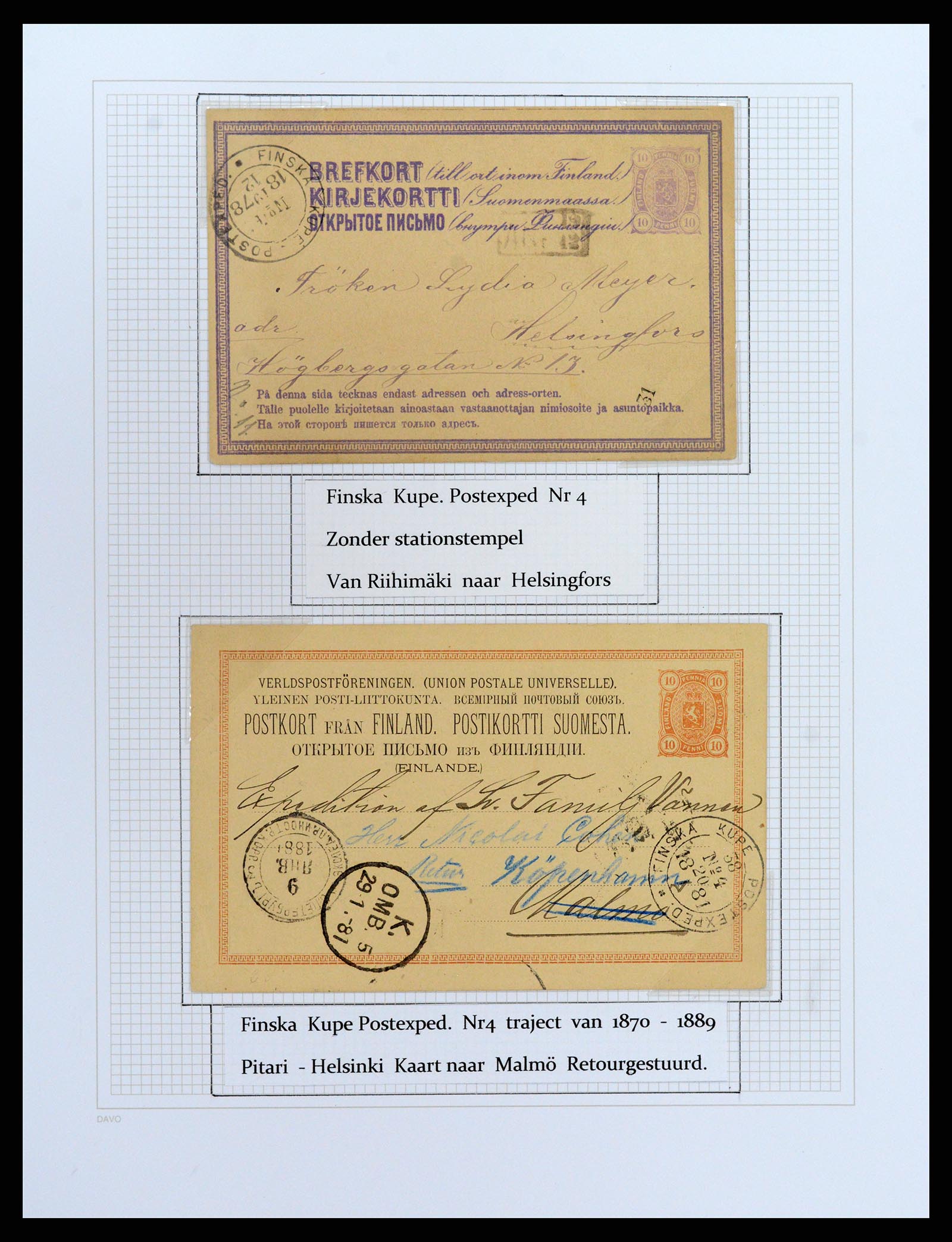 37766 027 - Stamp collection 37766 Finland railway cancellations 1870-1950.