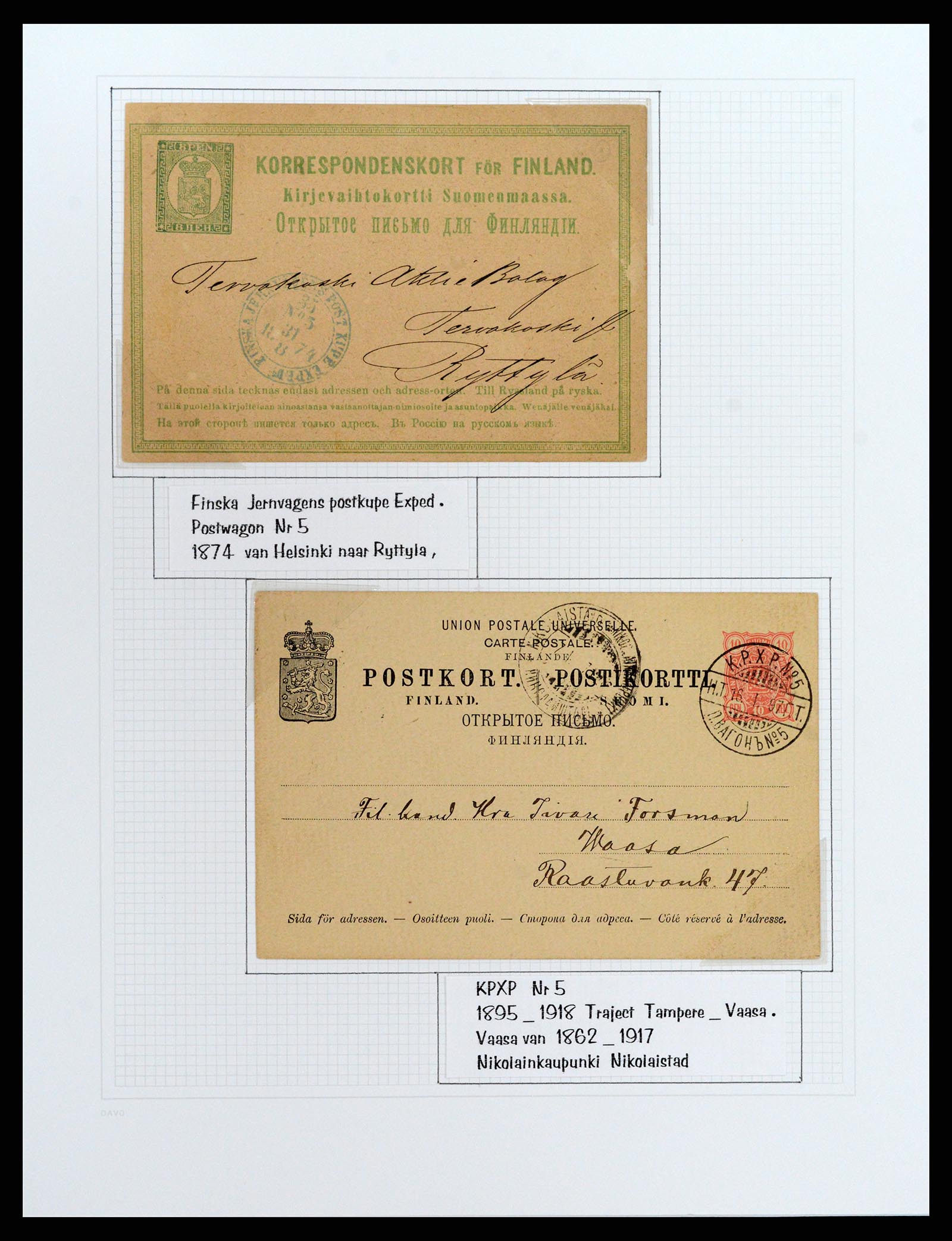 37766 029 - Stamp collection 37766 Finland railway cancellations 1870-1950.
