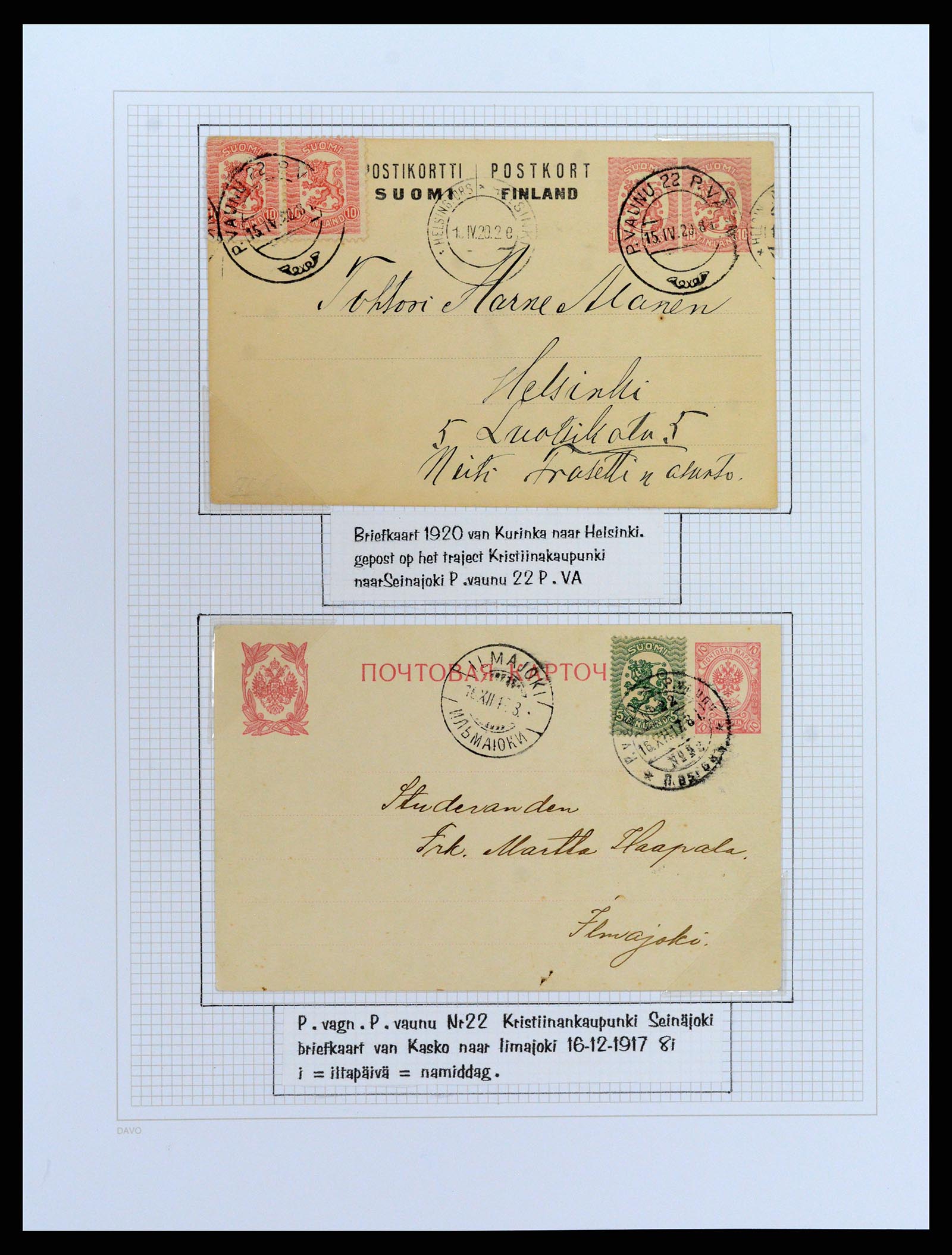 37766 080 - Stamp collection 37766 Finland railway cancellations 1870-1950.