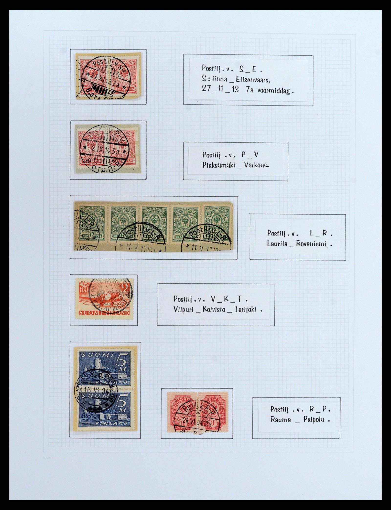 37766 097 - Stamp collection 37766 Finland railway cancellations 1870-1950.