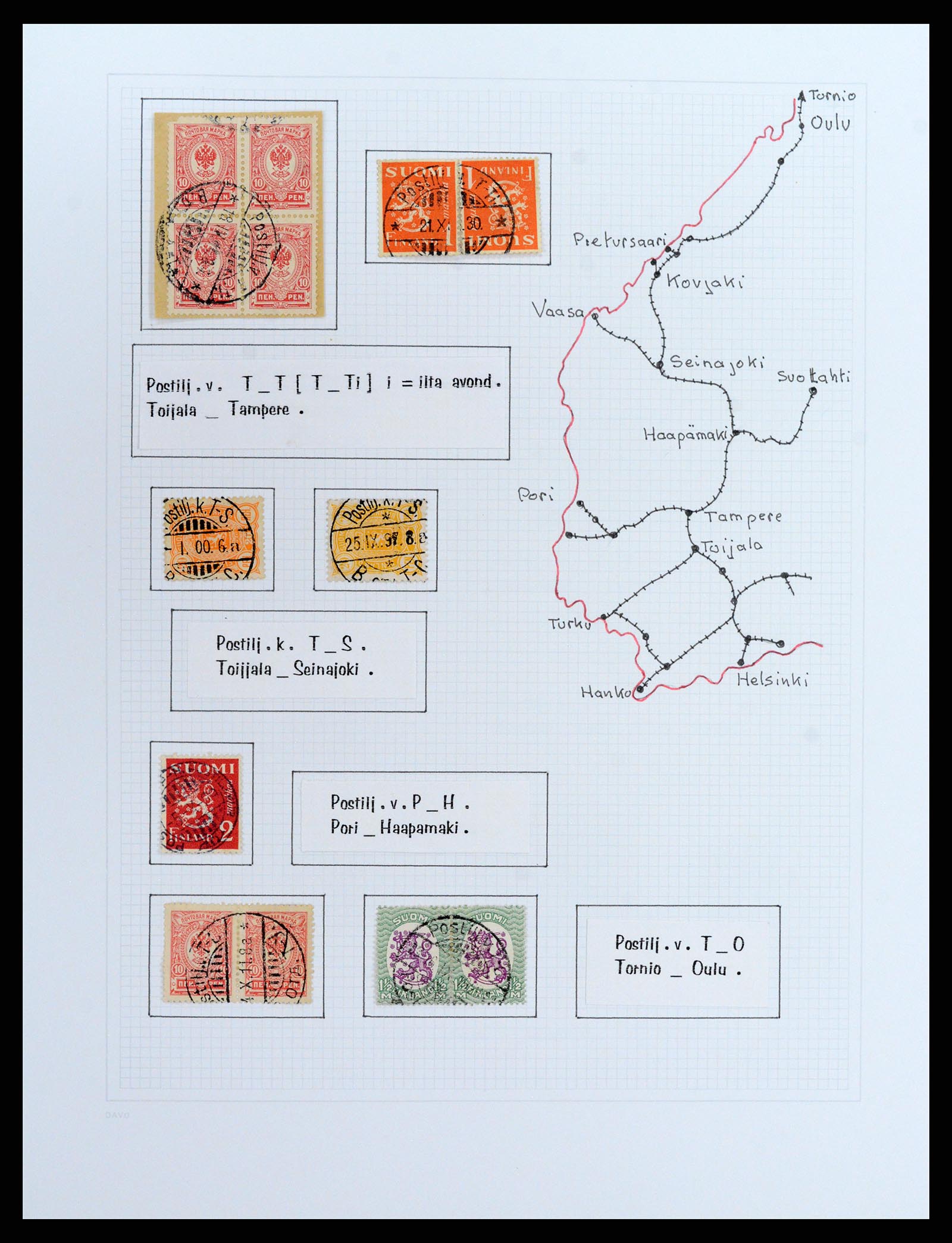 37766 098 - Stamp collection 37766 Finland railway cancellations 1870-1950.
