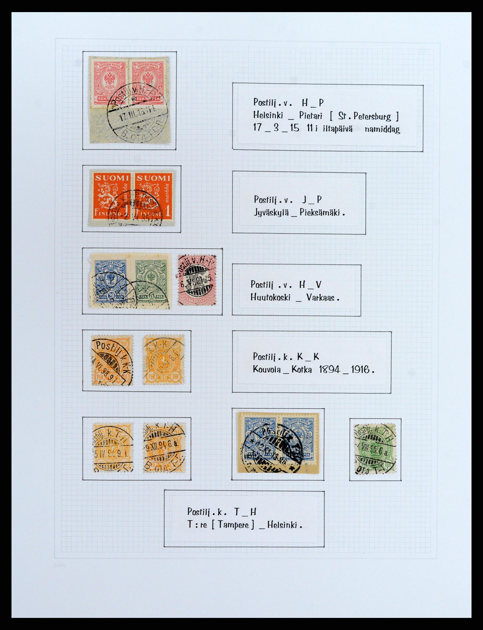 37766 099 - Stamp collection 37766 Finland railway cancellations 1870-1950.