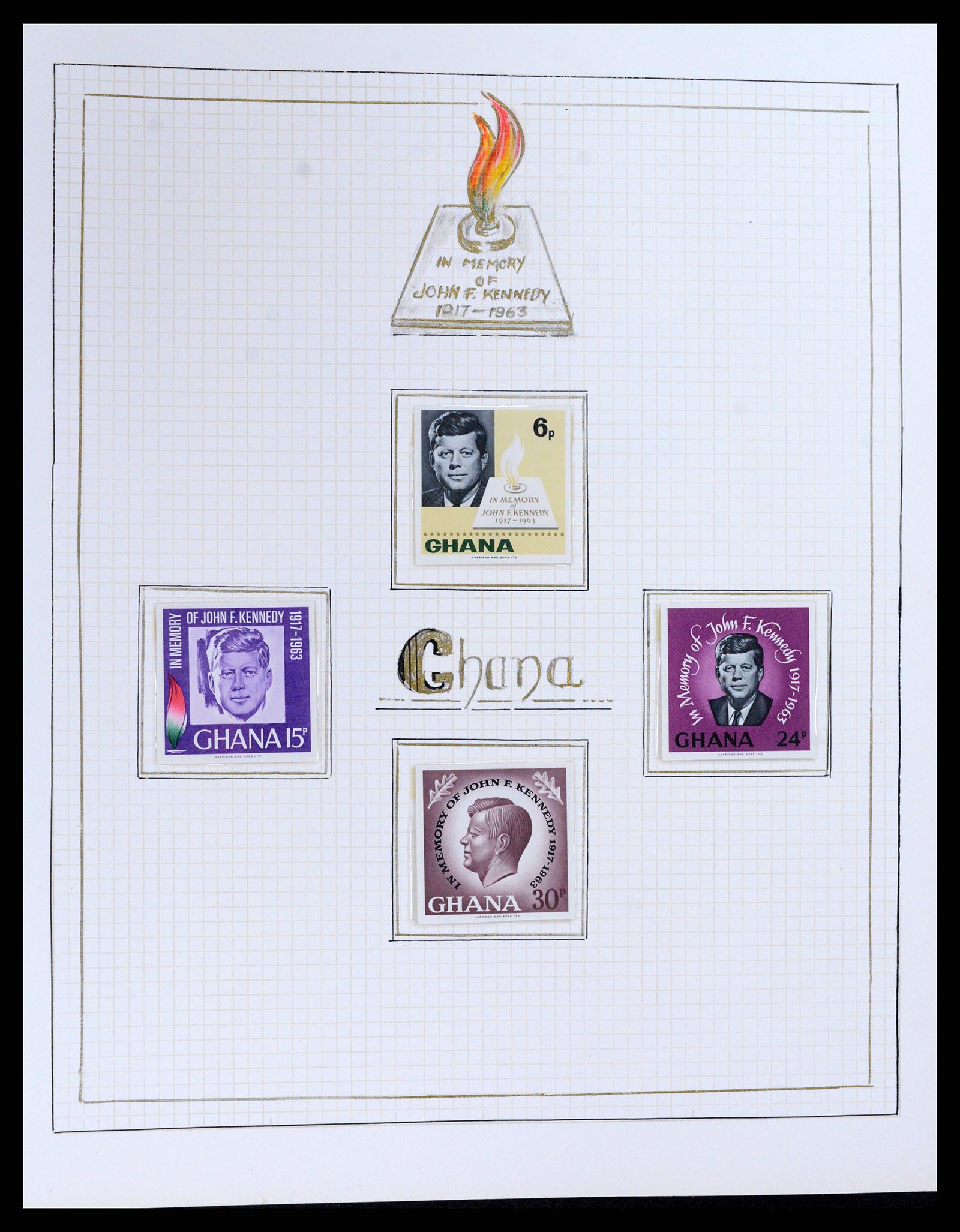 37768 004 - Postzegelverzameling 37768 Motief Kennedy 1963-1966.