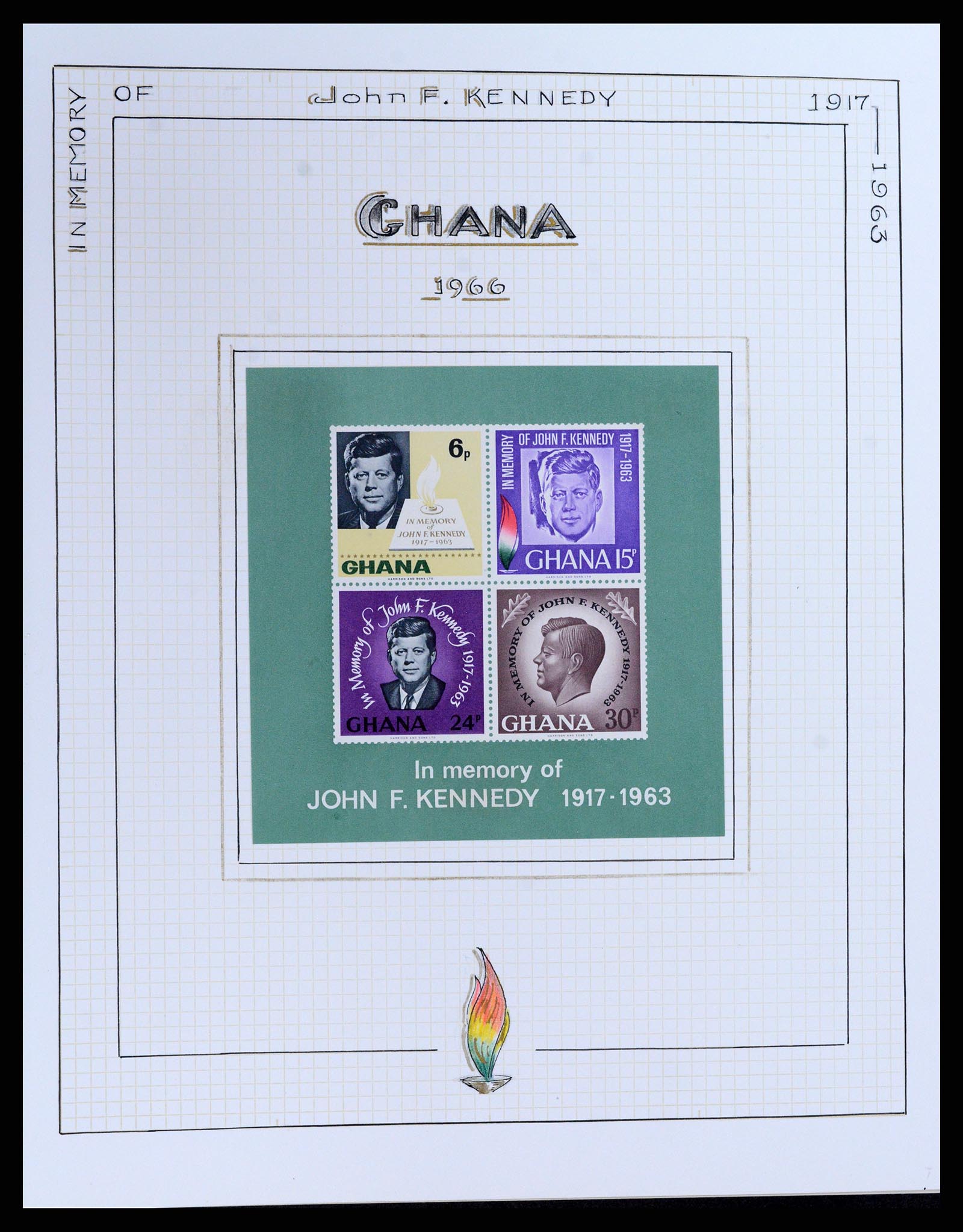37768 006 - Postzegelverzameling 37768 Motief Kennedy 1963-1966.