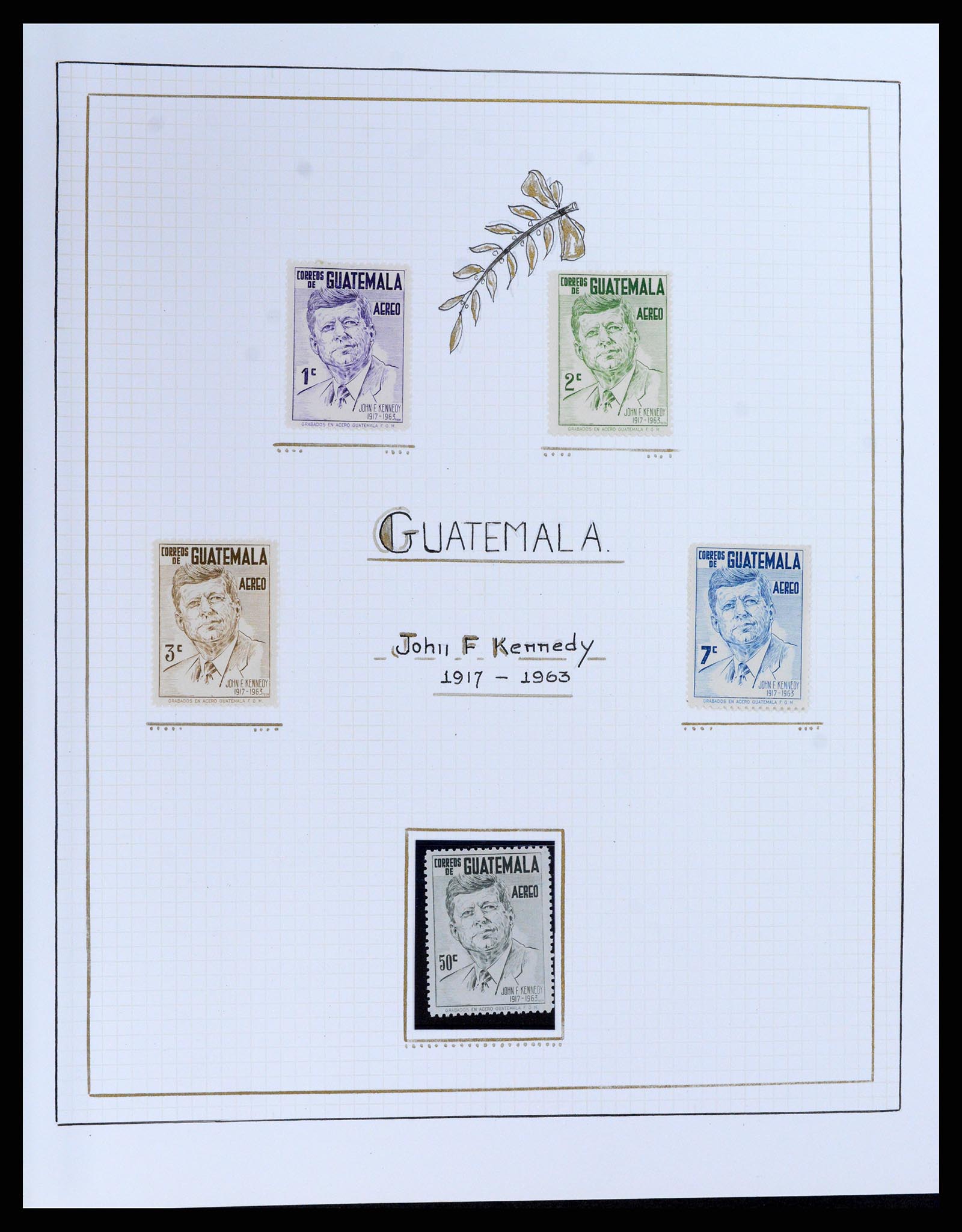 37768 007 - Postzegelverzameling 37768 Motief Kennedy 1963-1966.