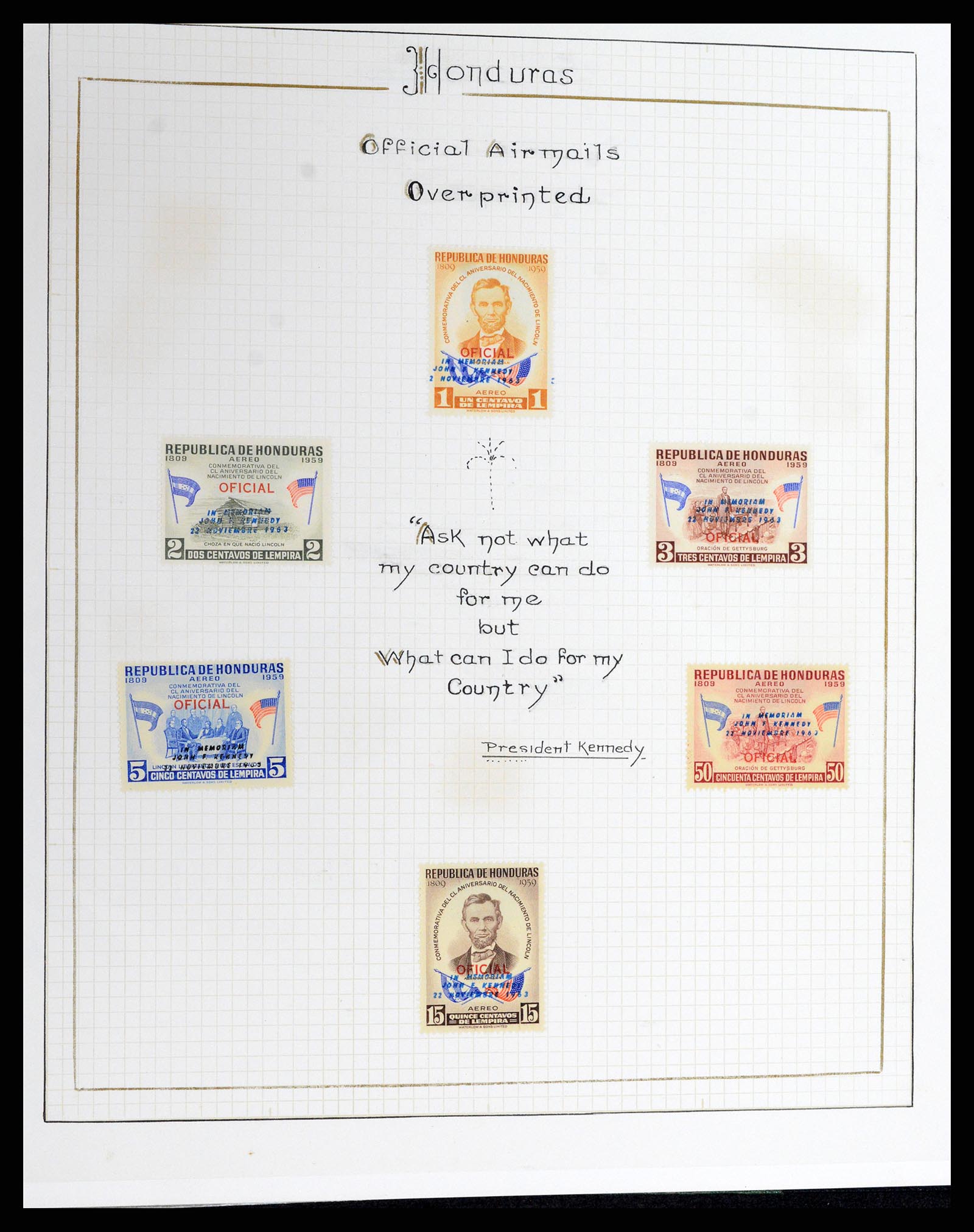 37768 016 - Postzegelverzameling 37768 Motief Kennedy 1963-1966.