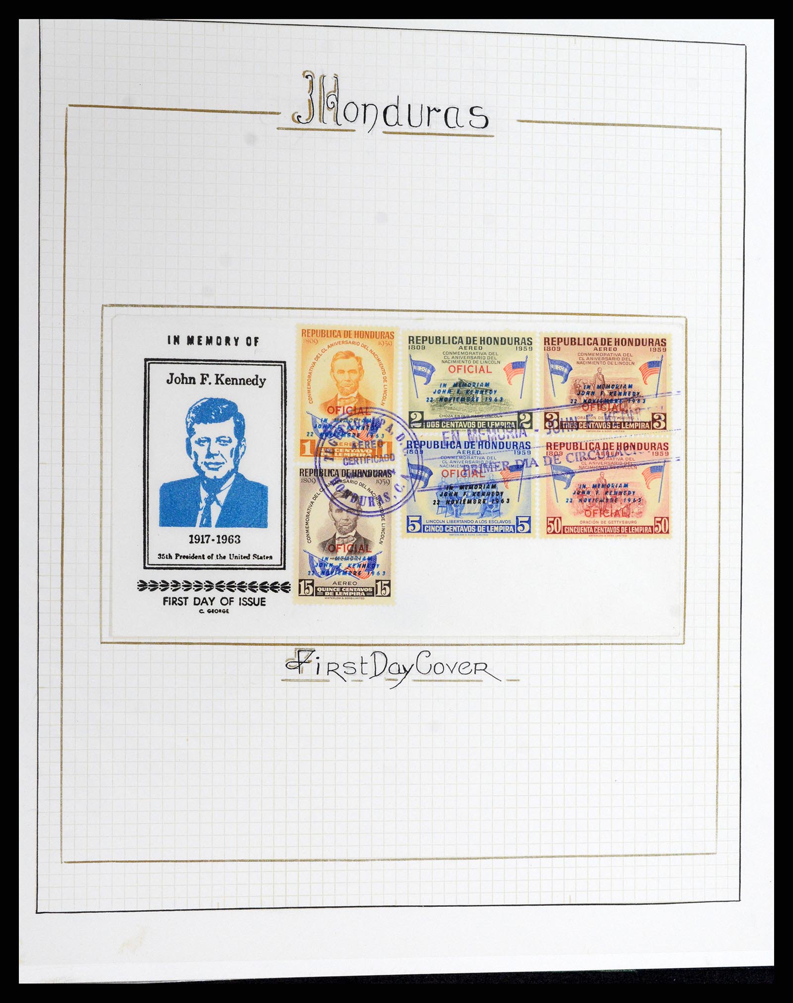 37768 017 - Postzegelverzameling 37768 Motief Kennedy 1963-1966.